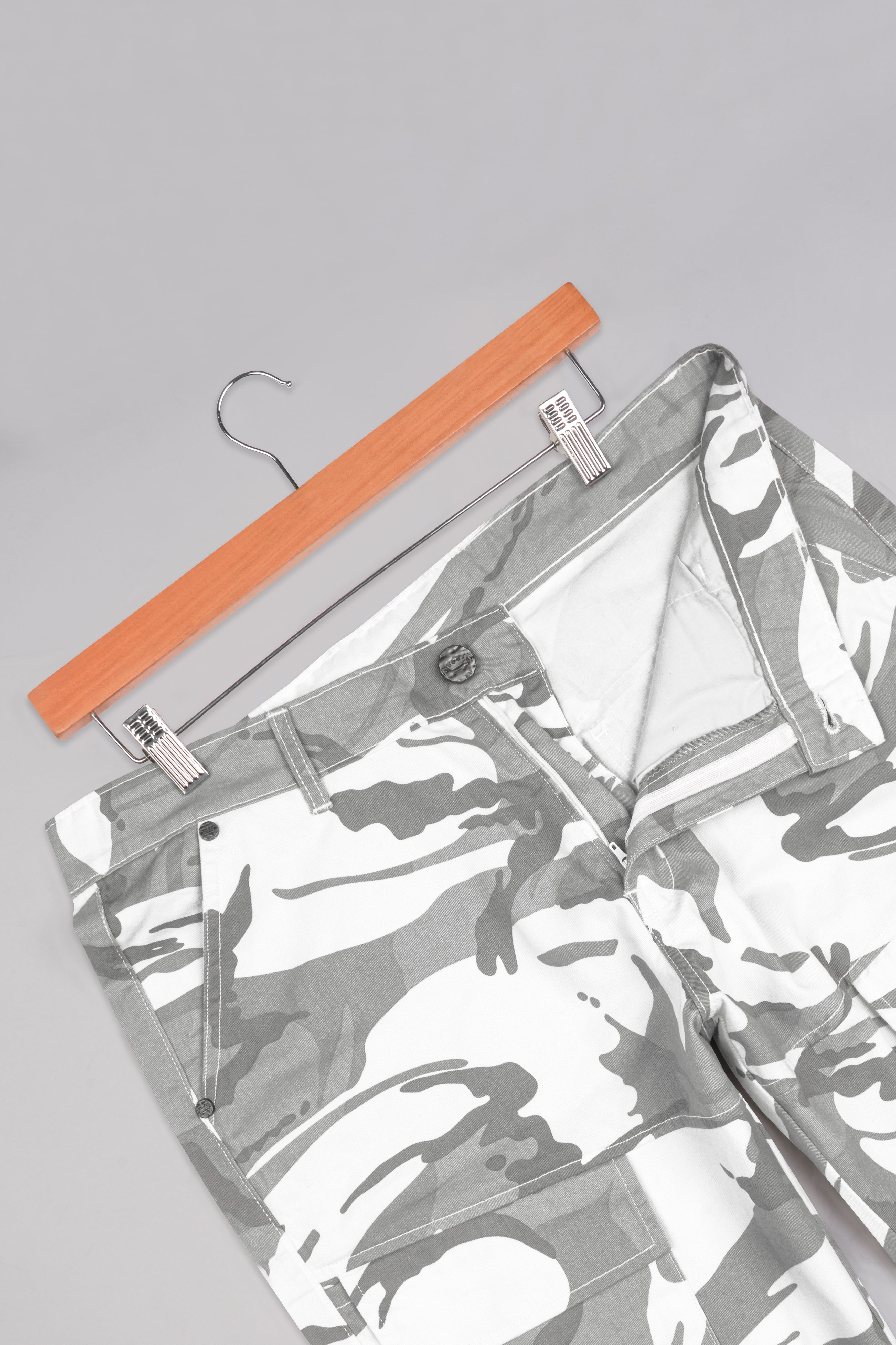 Bright White and Mist Gray Camouflage Cargo Shorts SR279-28, SR279-30, SR279-32, SR279-34, SR279-36, SR279-38, SR279-40, SR279-42, SR279-44