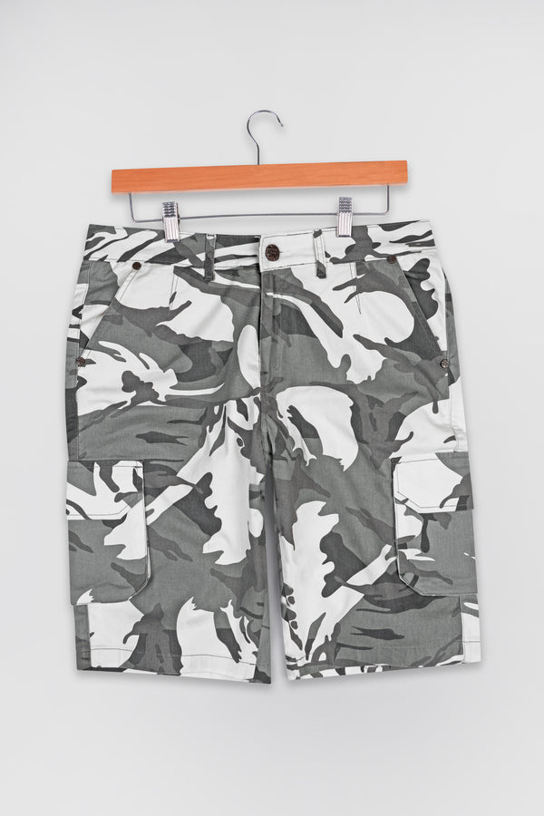 Storm Dust Gray with Tuatara Gray and White Camouflage Cargo Shorts