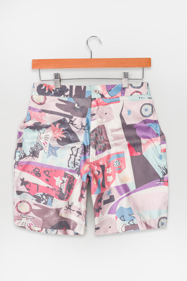 Flare Peach and Jordy Blue Abstract Printed Super Soft Premium Cotton Shorts