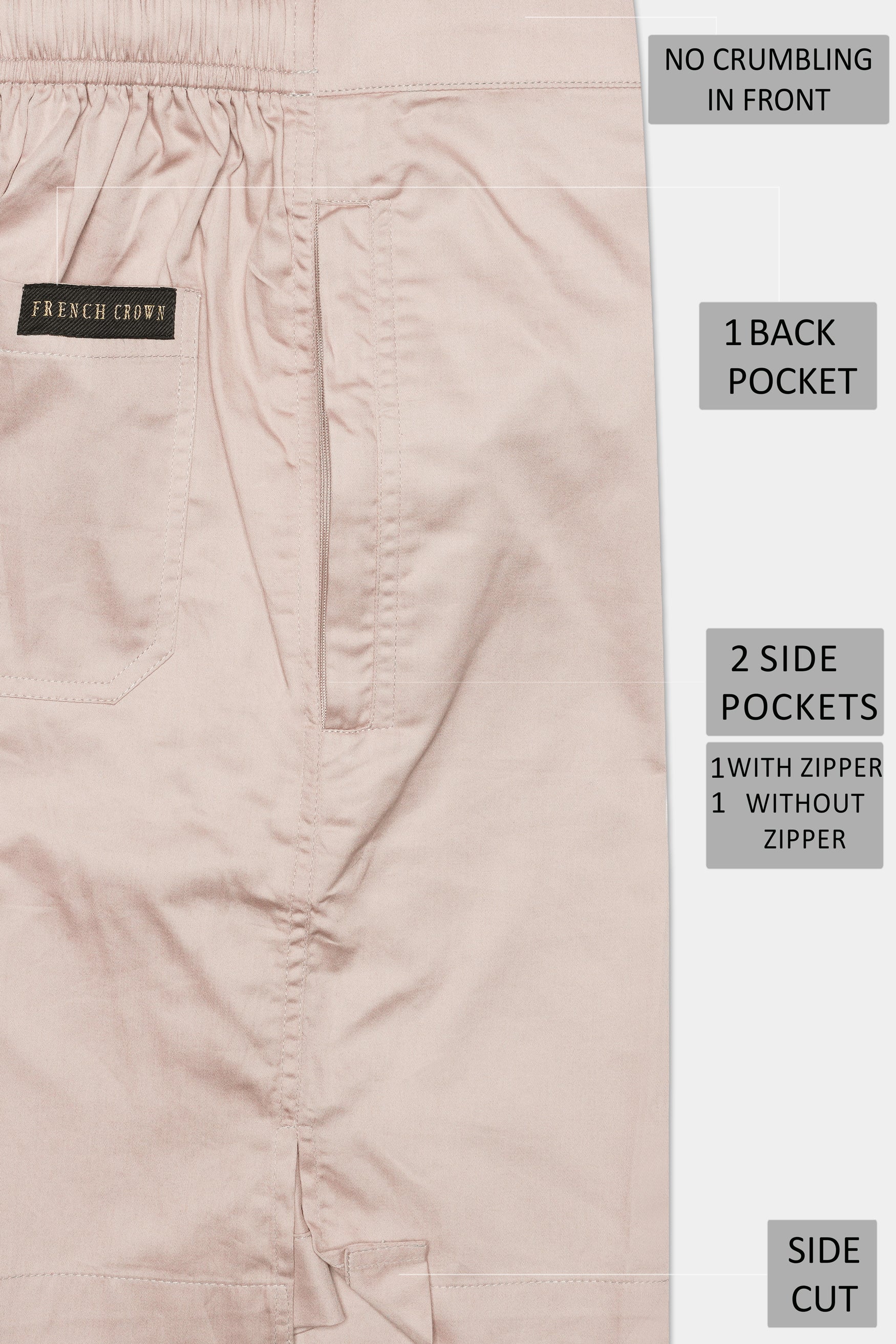 Oyster Beige Subtle Sheen Super Soft Premium Cotton Shorts