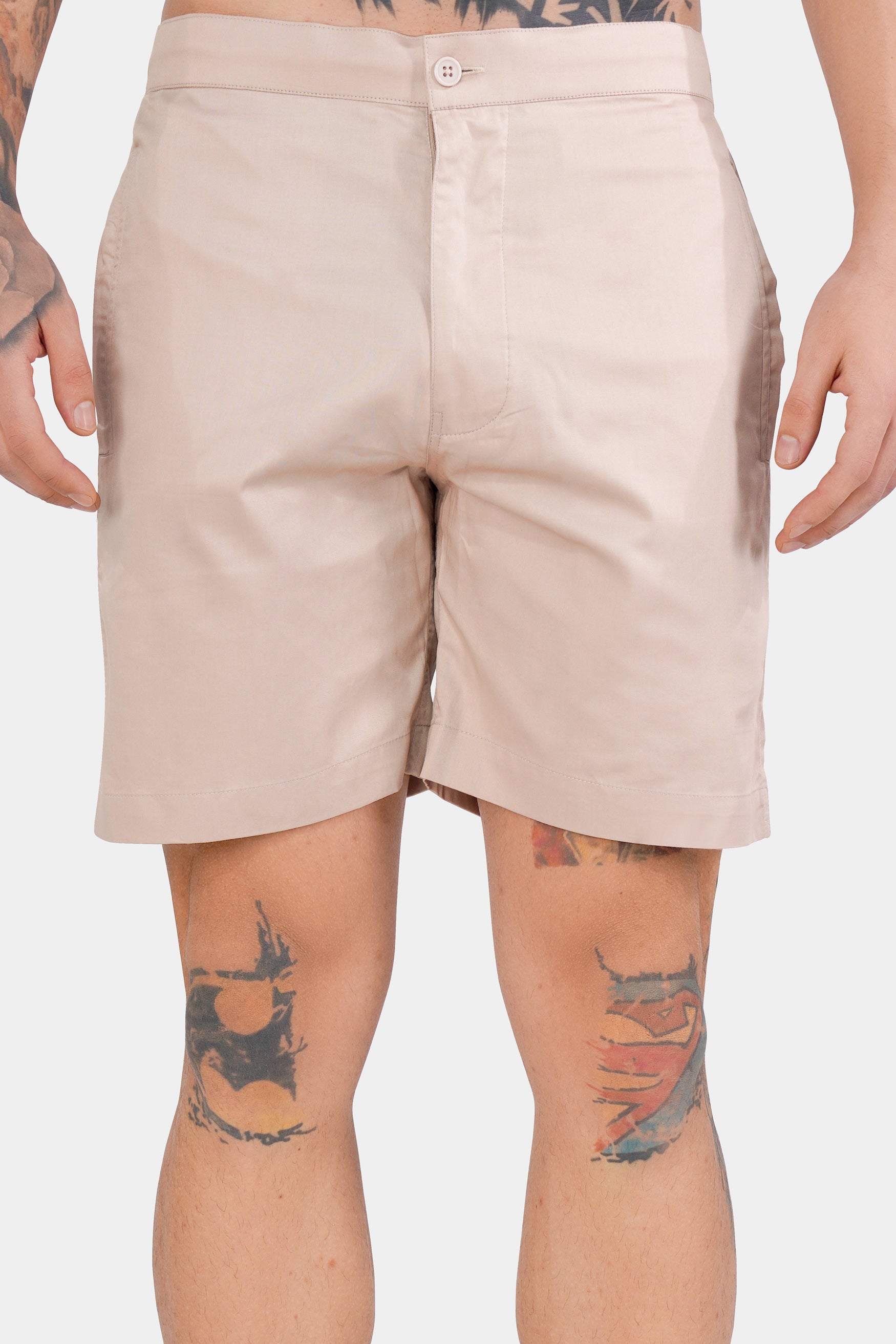 Oyster Beige Subtle Sheen Super Soft Premium Cotton Shorts