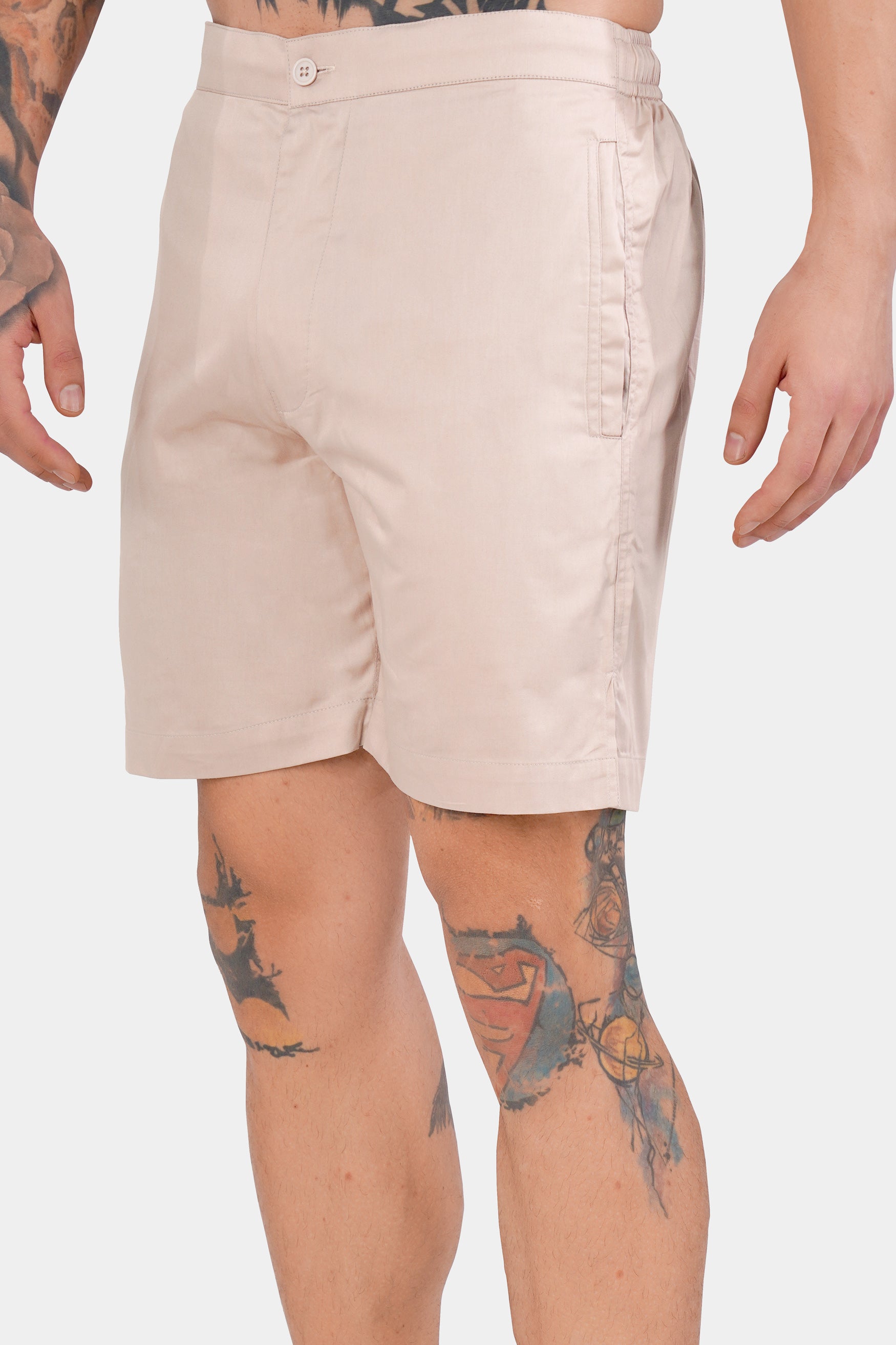 Oyster Beige Subtle Sheen Super Soft Premium Cotton Shorts