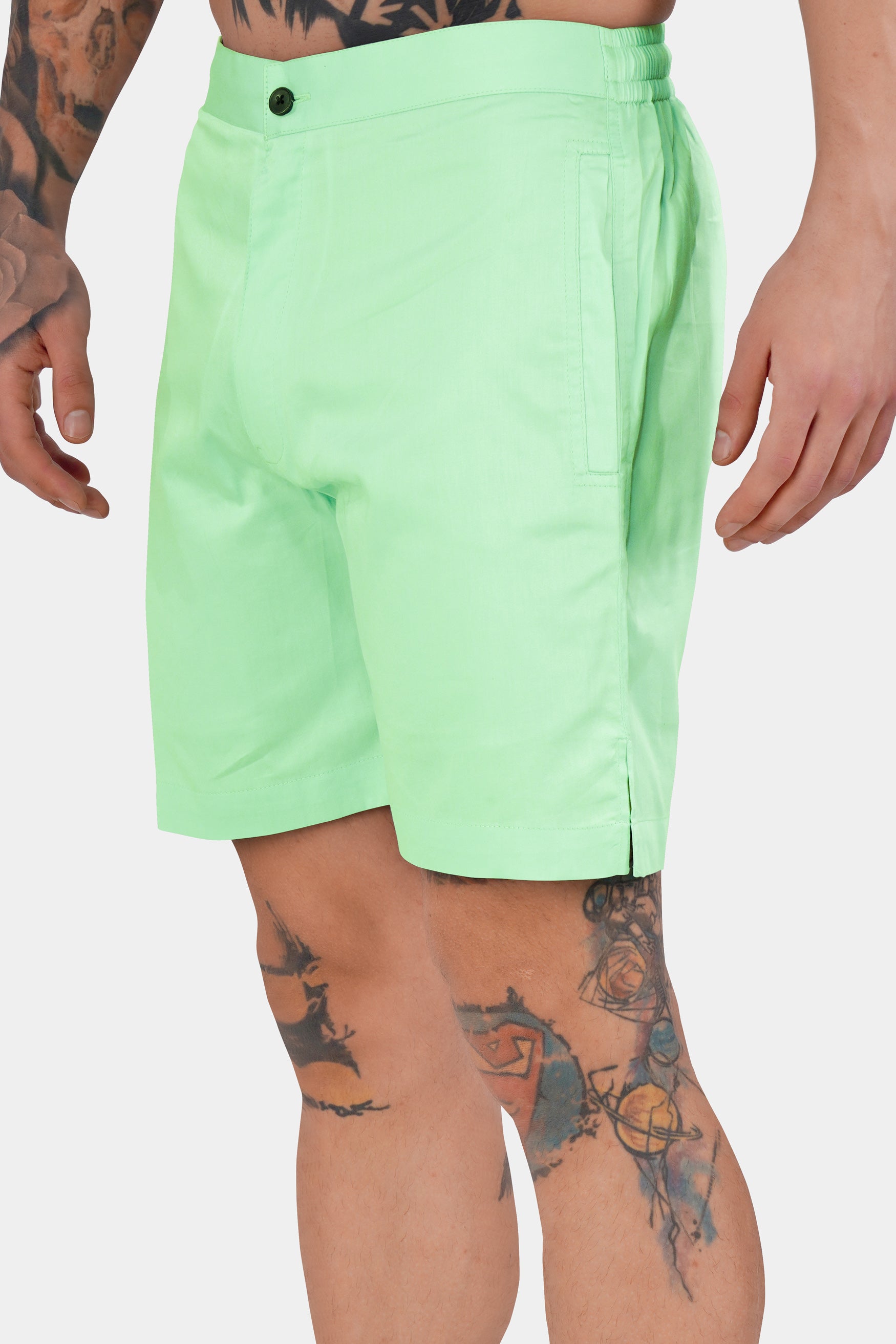 Fringy Green Subtle Sheen Super Soft Premium Cotton Shorts