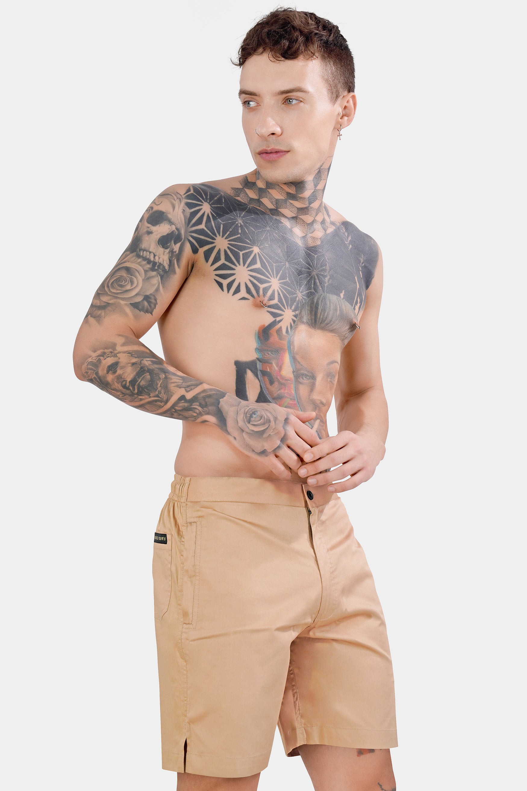 Fawn Brown Subtle Sheen Super Soft Premium Cotton Shorts