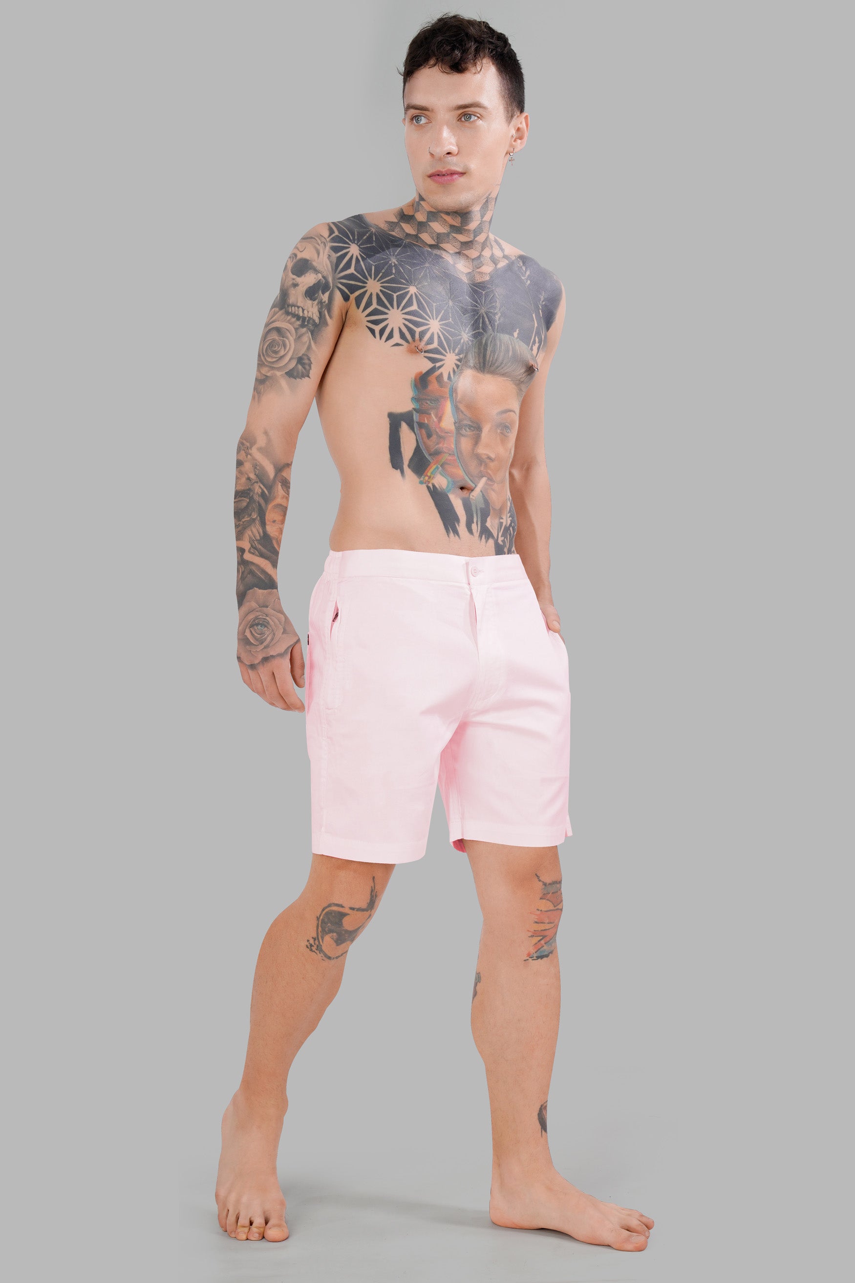 Bizarre Pink Subtle Sheen Super Soft Premium Cotton Shorts