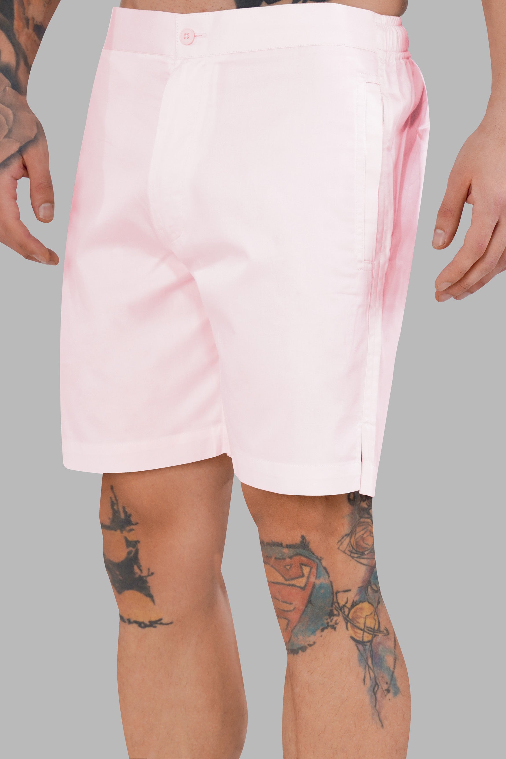 Bizarre Pink Subtle Sheen Super Soft Premium Cotton Shorts