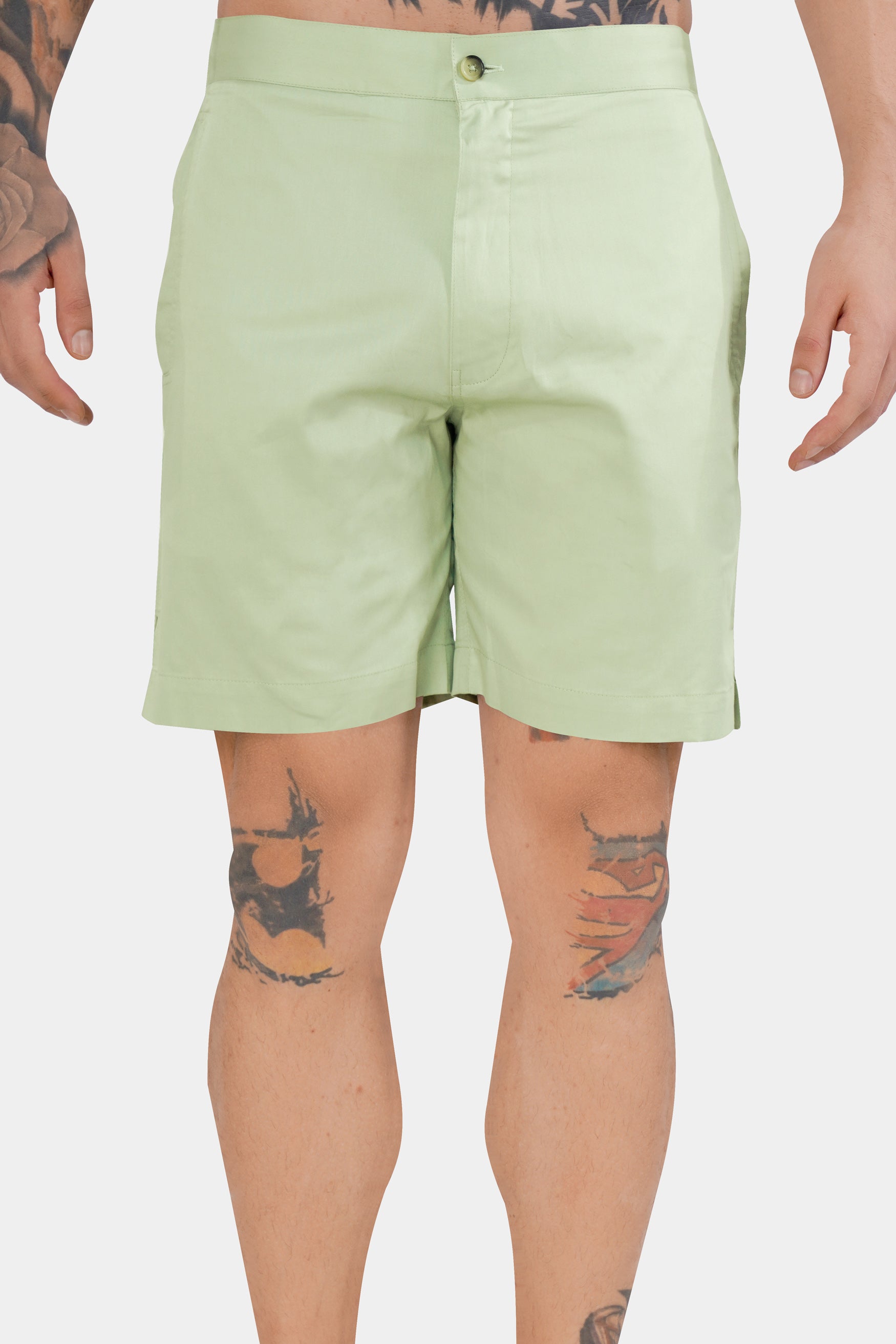 Sprout Green Subtle Sheen Super Soft Premium Cotton Shorts