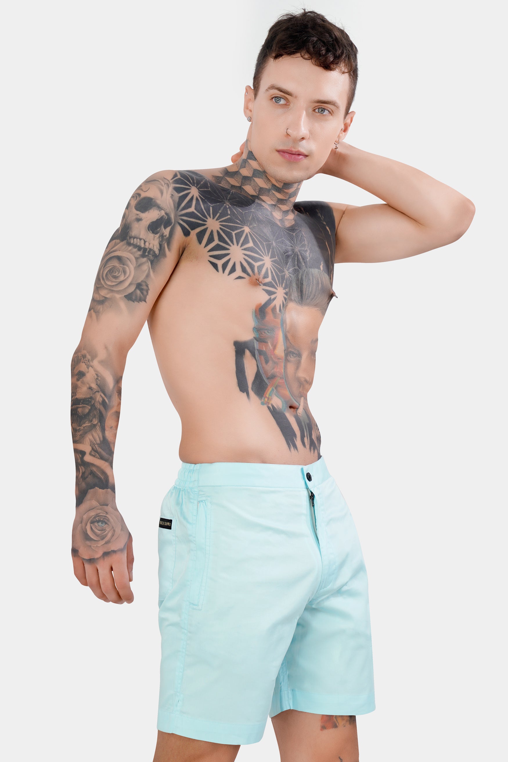 Iceberg Blue Subtle Sheen Super Soft Premium Cotton Shorts