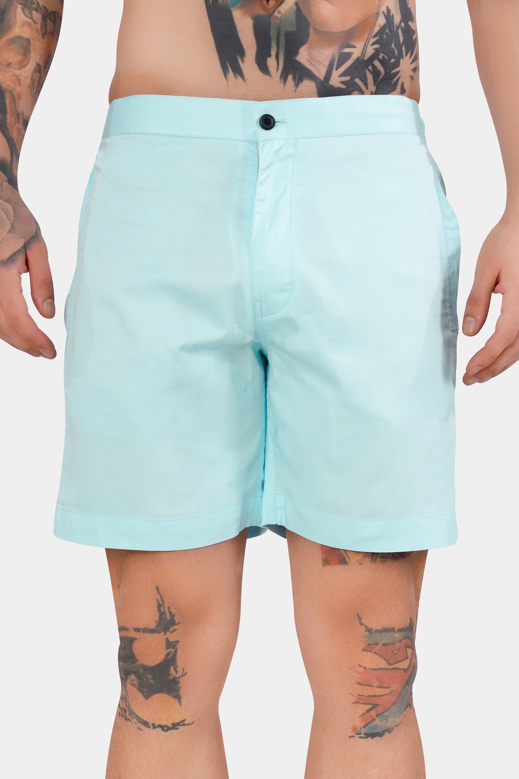 Iceberg Blue Subtle Sheen Super Soft Premium Cotton Shorts