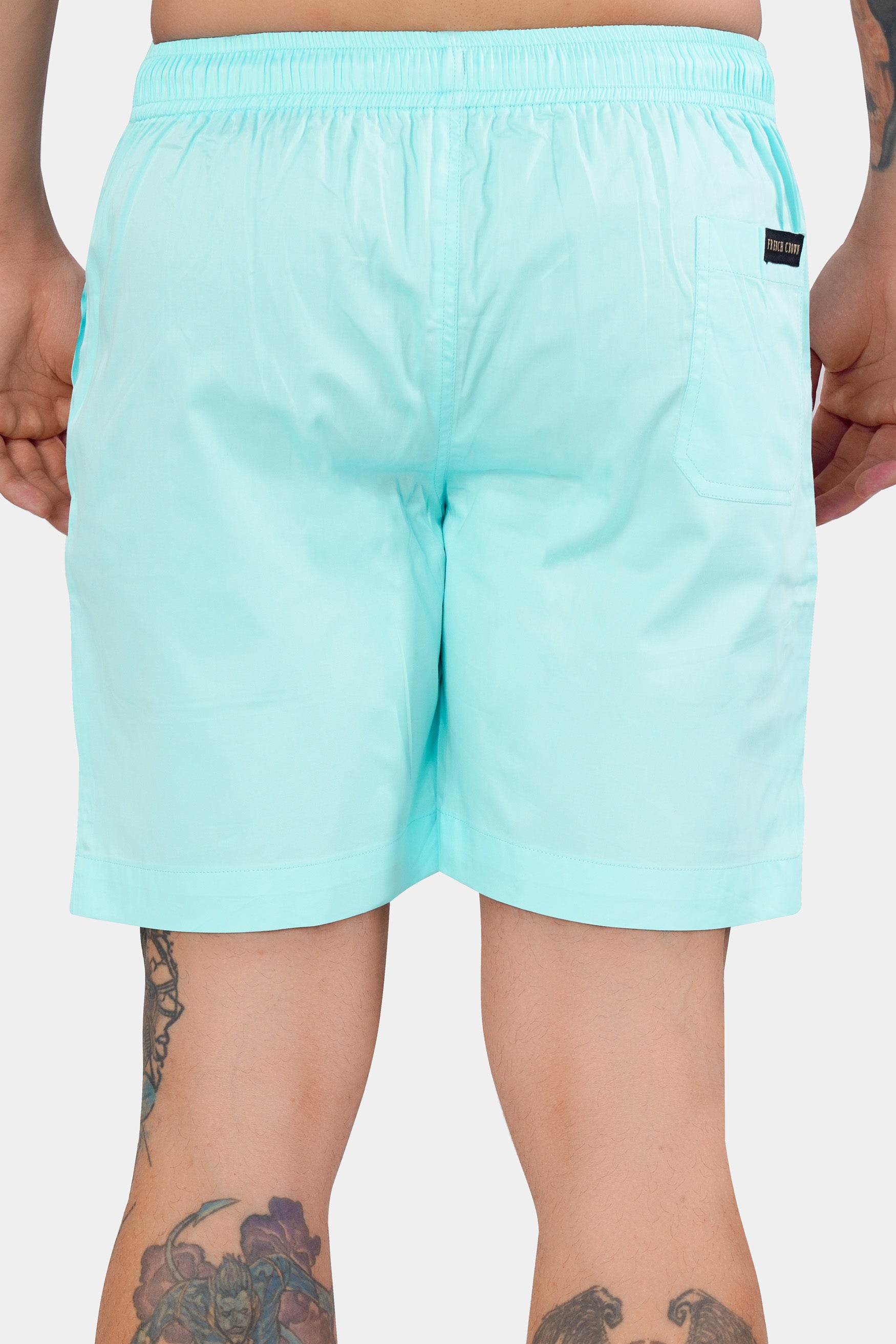 Cyan Blue Subtle Sheen Super Soft Premium Cotton Shorts SR307-28,  SR307-30,  SR307-32,  SR307-34,  SR307-36,  SR307-38,  SR307-40,  SR307-42,  SR307-44