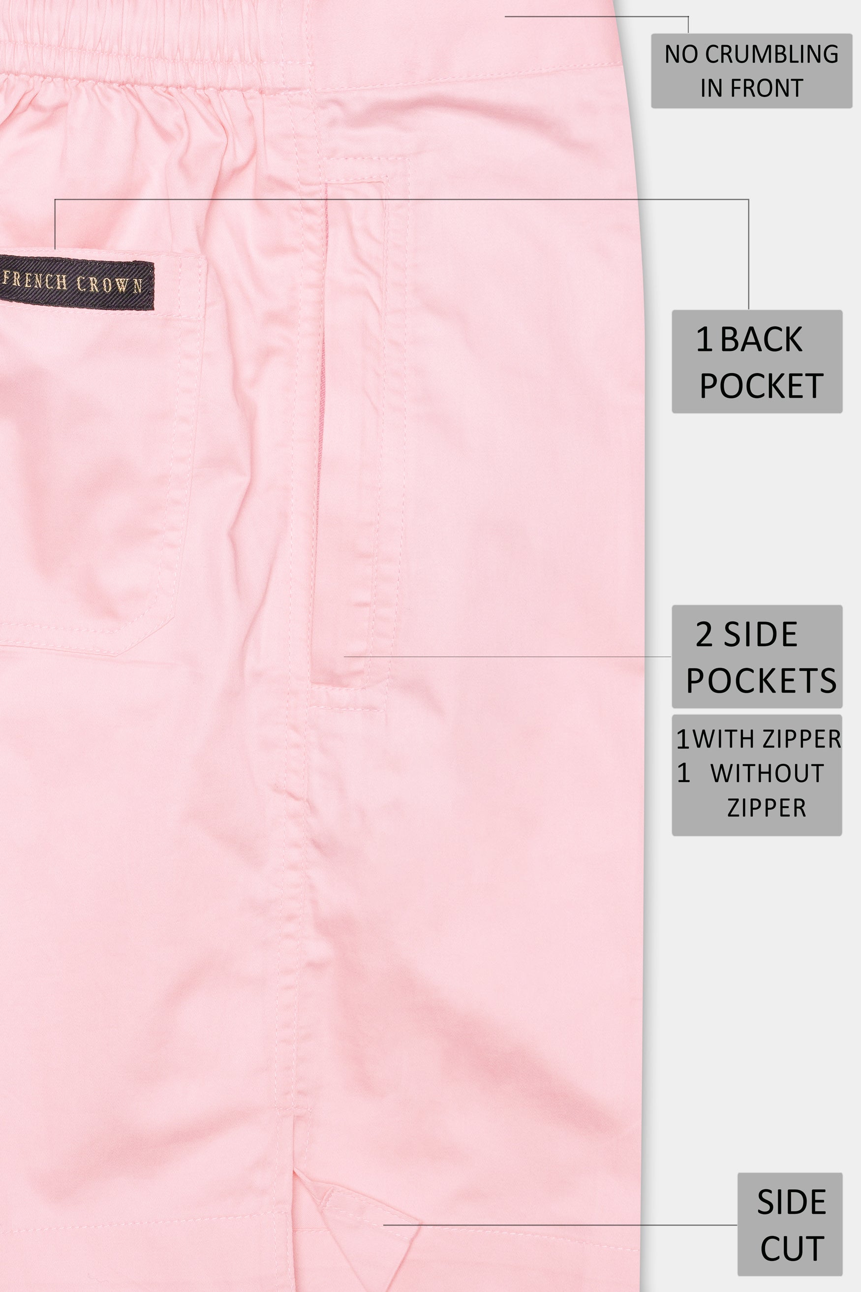 Cavern Pink Subtle Sheen Super Soft Premium Cotton Shorts SR310-28,  SR310-30,  SR310-32,  SR310-34,  SR310-36,  SR310-38,  SR310-40,  SR310-42,  SR310-44