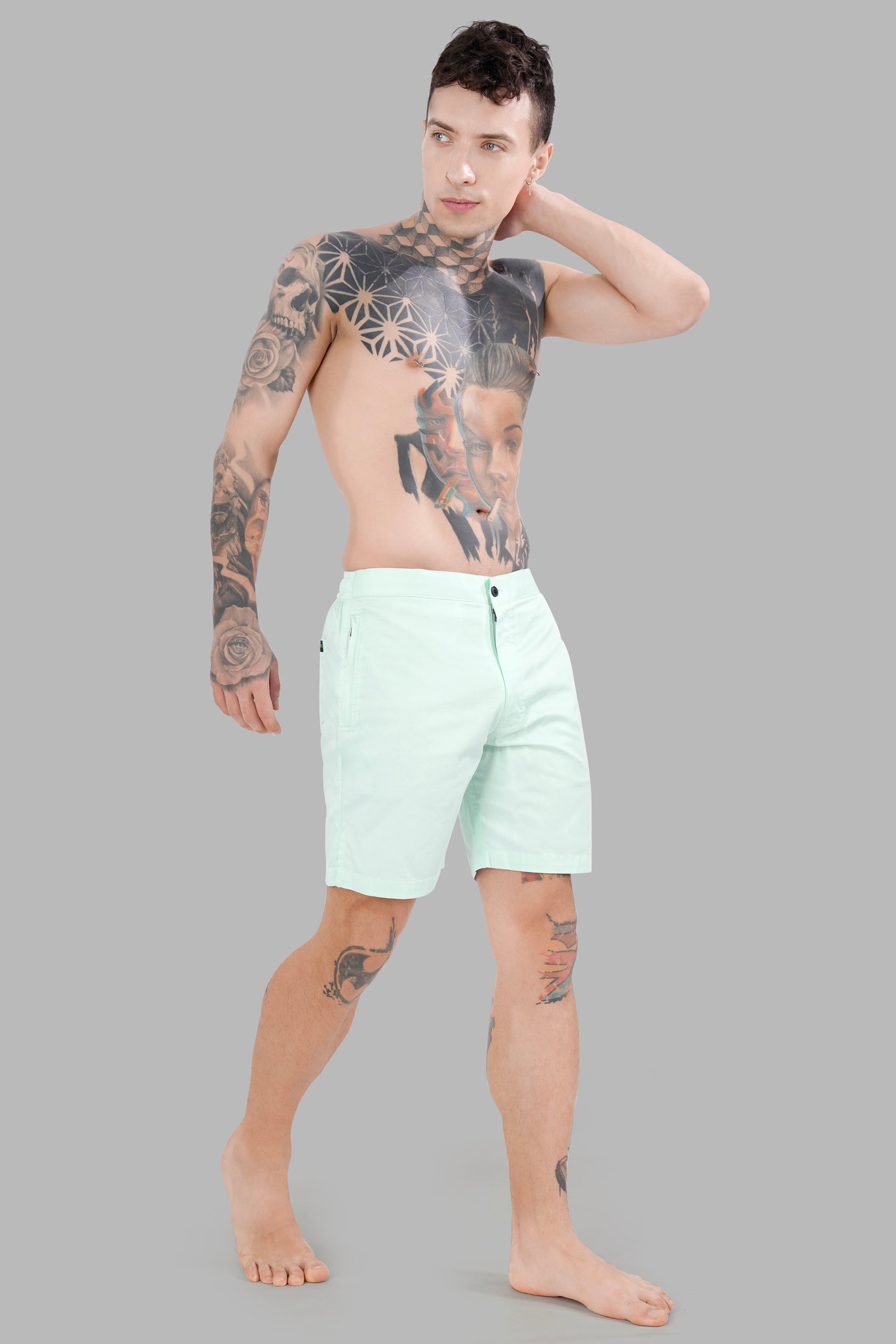 Iceberg Green Subtle Sheen Super Soft Premium Cotton Shorts SR311-28,  SR311-30,  SR311-32,  SR311-34,  SR311-36,  SR311-38,  SR311-40,  SR311-42,  SR311-44