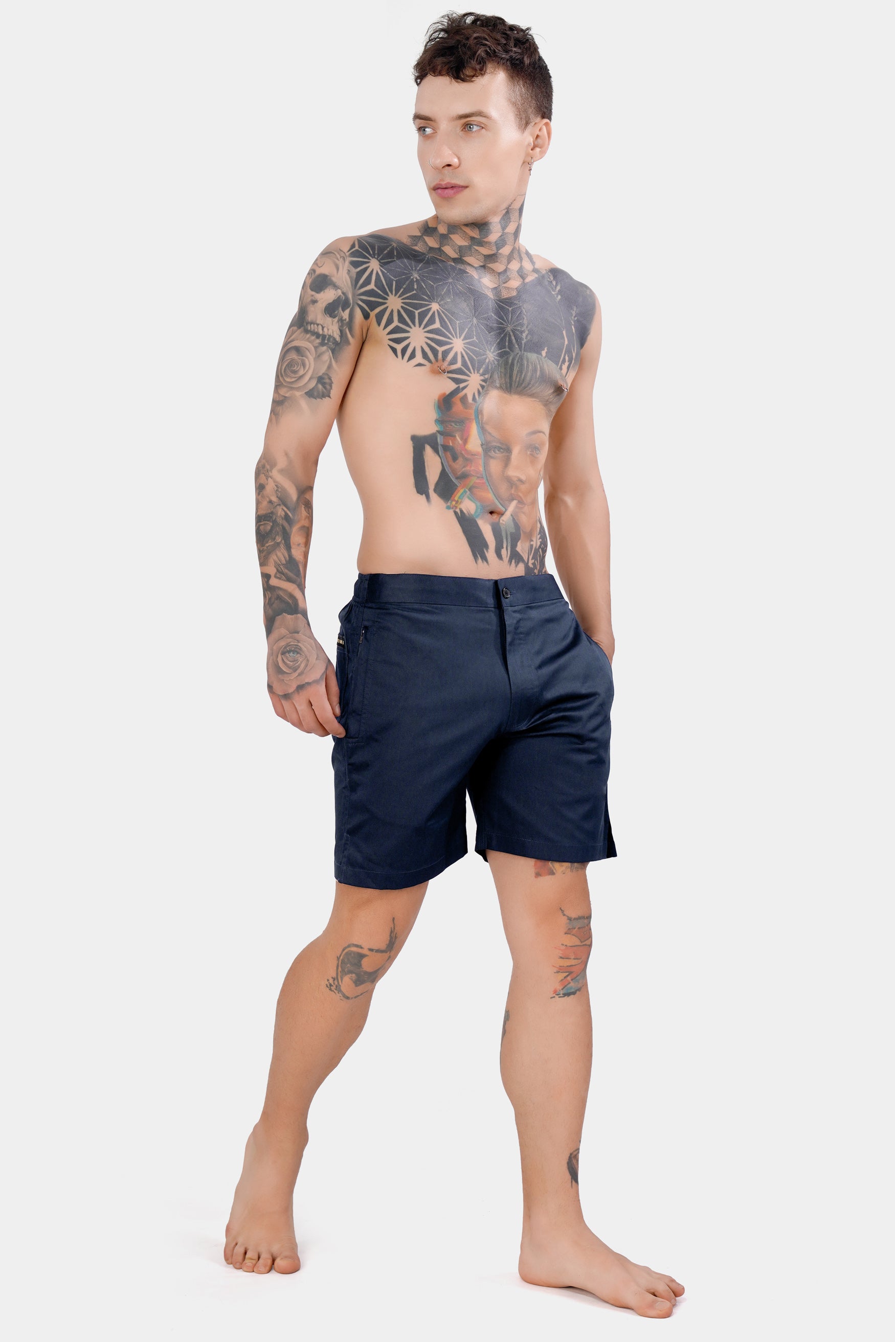 Prussian Blue Subtle Sheen Super Soft Premium Cotton Shorts SR315-28,  SR315-30,  SR315-32,  SR315-34,  SR315-36,  SR315-38,  SR315-40,  SR315-42,  SR315-44