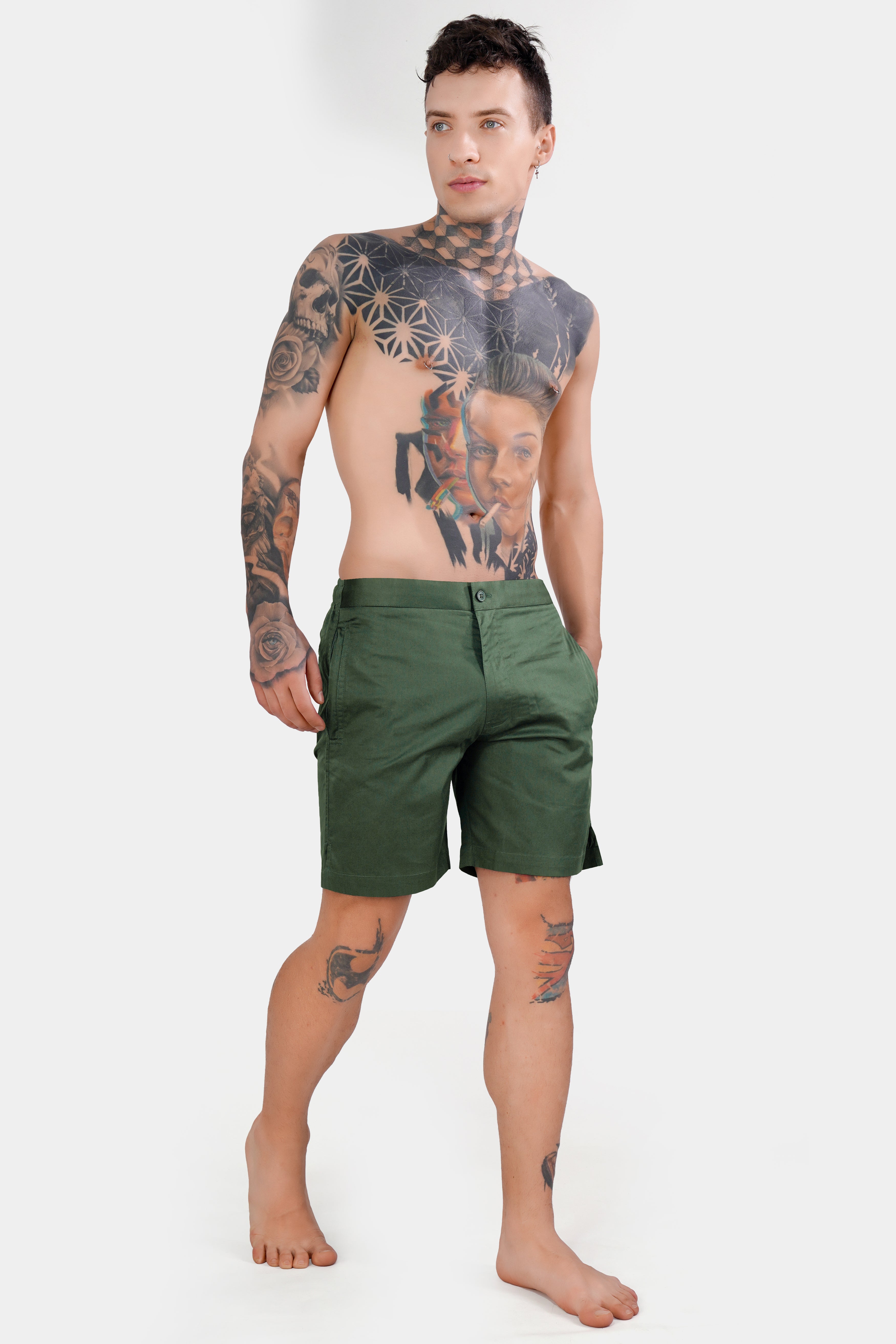 Asparagus Green Subtle Sheen Super Soft Premium Cotton Shorts SR320-28,  SR320-30,  SR320-32,  SR320-34,  SR320-36,  SR320-38,  SR320-40,  SR320-42,  SR320-44