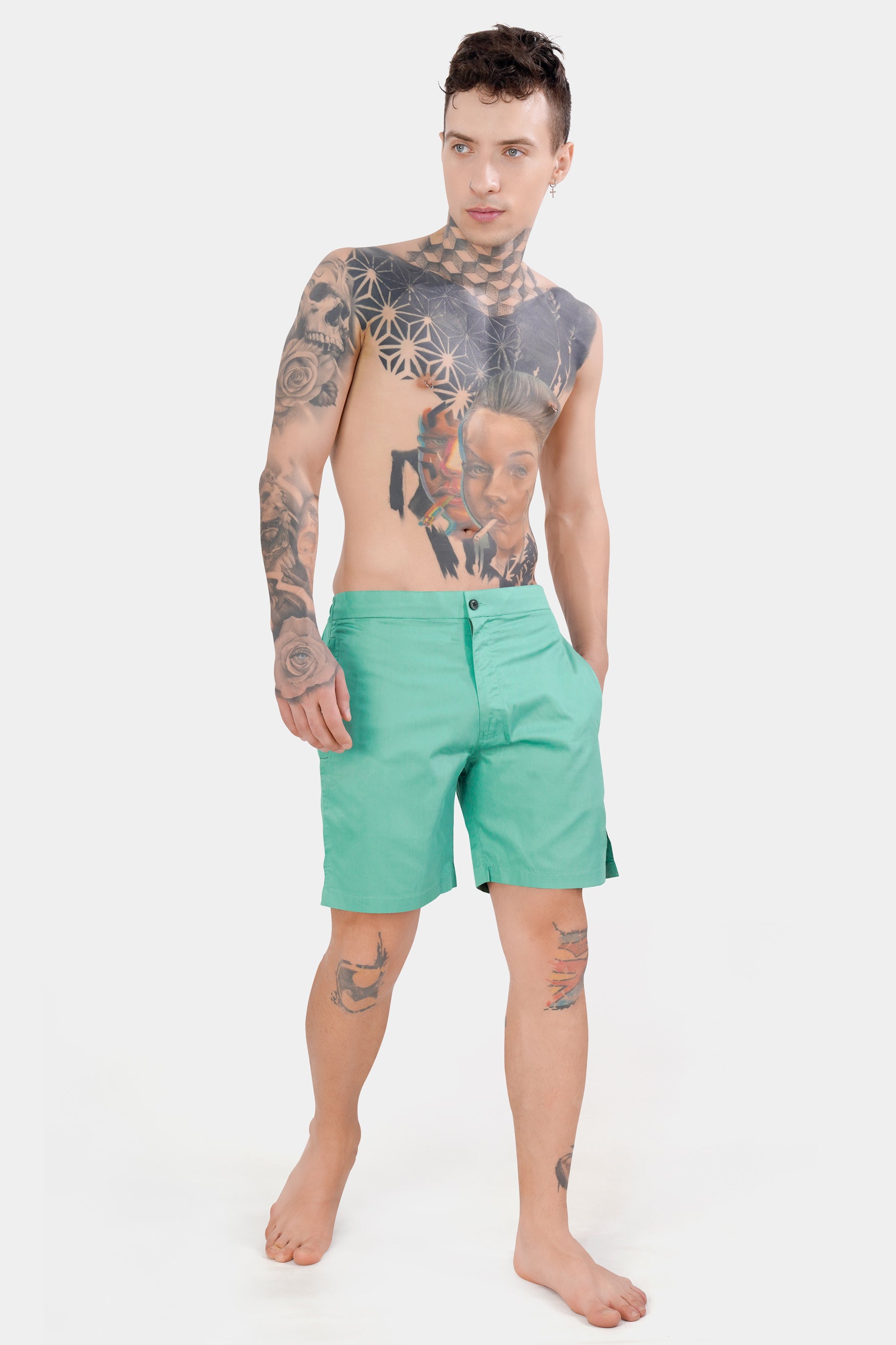 Seafoam Green Subtle Sheen Super Soft Premium Cotton Shorts SR339-28,  SR339-30,  SR339-32,  SR339-34,  SR339-36,  SR339-38,  SR339-40,  SR339-42,  SR339-44