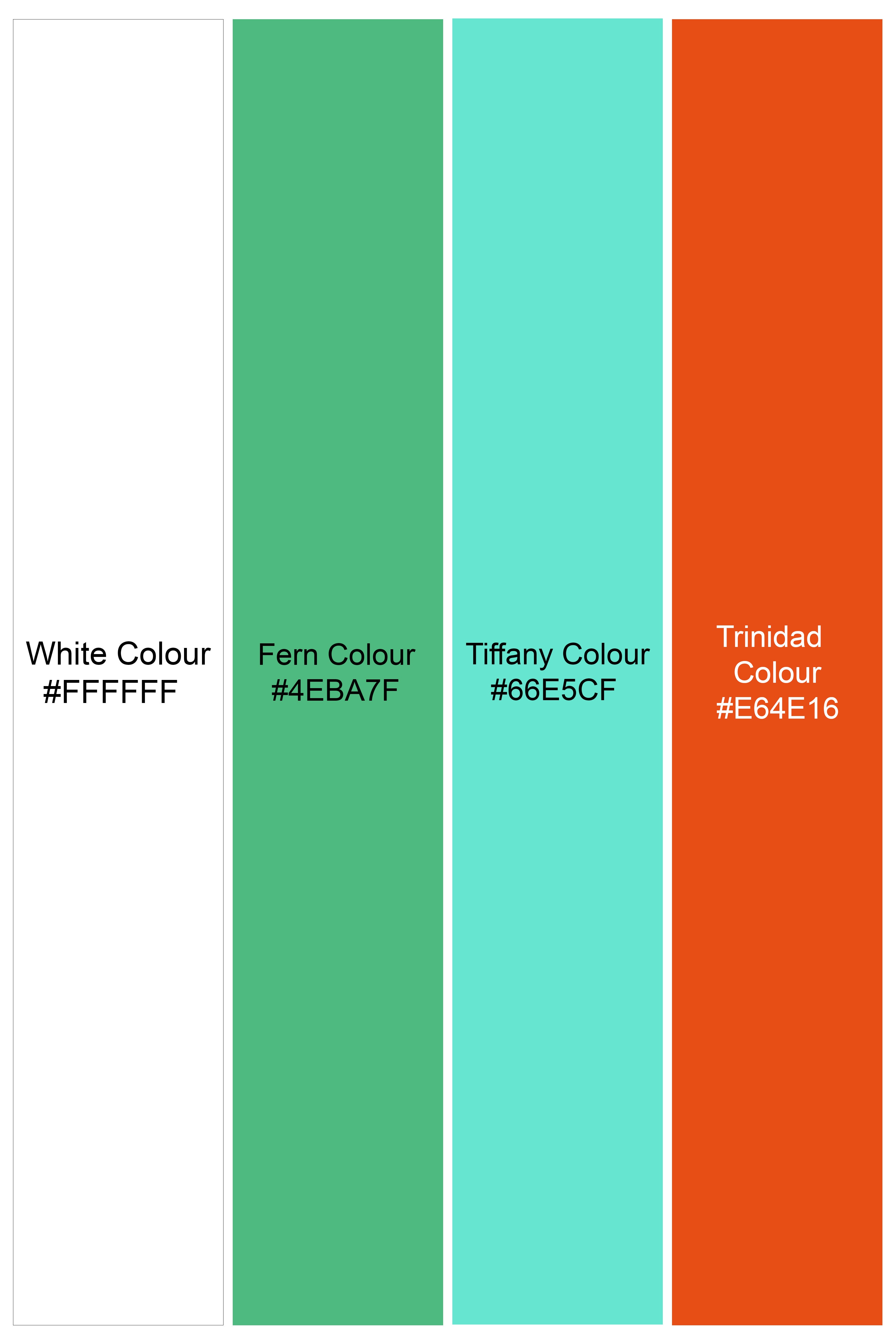 Bright White with Fern Green Multicolor Floral Printed Premium Tencel Shorts SR342-28,  SR342-30,  SR342-32,  SR342-34,  SR342-36,  SR342-38,  SR342-40,  SR342-42,  SR342-44