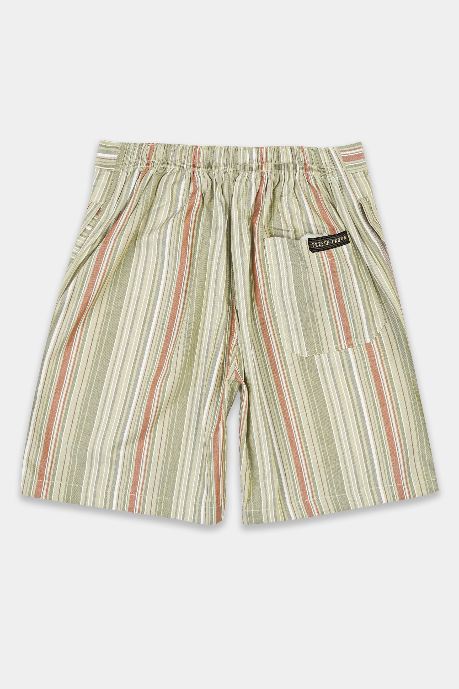 Tallow Brown with Tawny orange Multicolor Striped Chambray Shorts SR348-28,  SR348-30,  SR348-32,  SR348-34,  SR348-36,  SR348-38,  SR348-40,  SR348-42,  SR348-44
