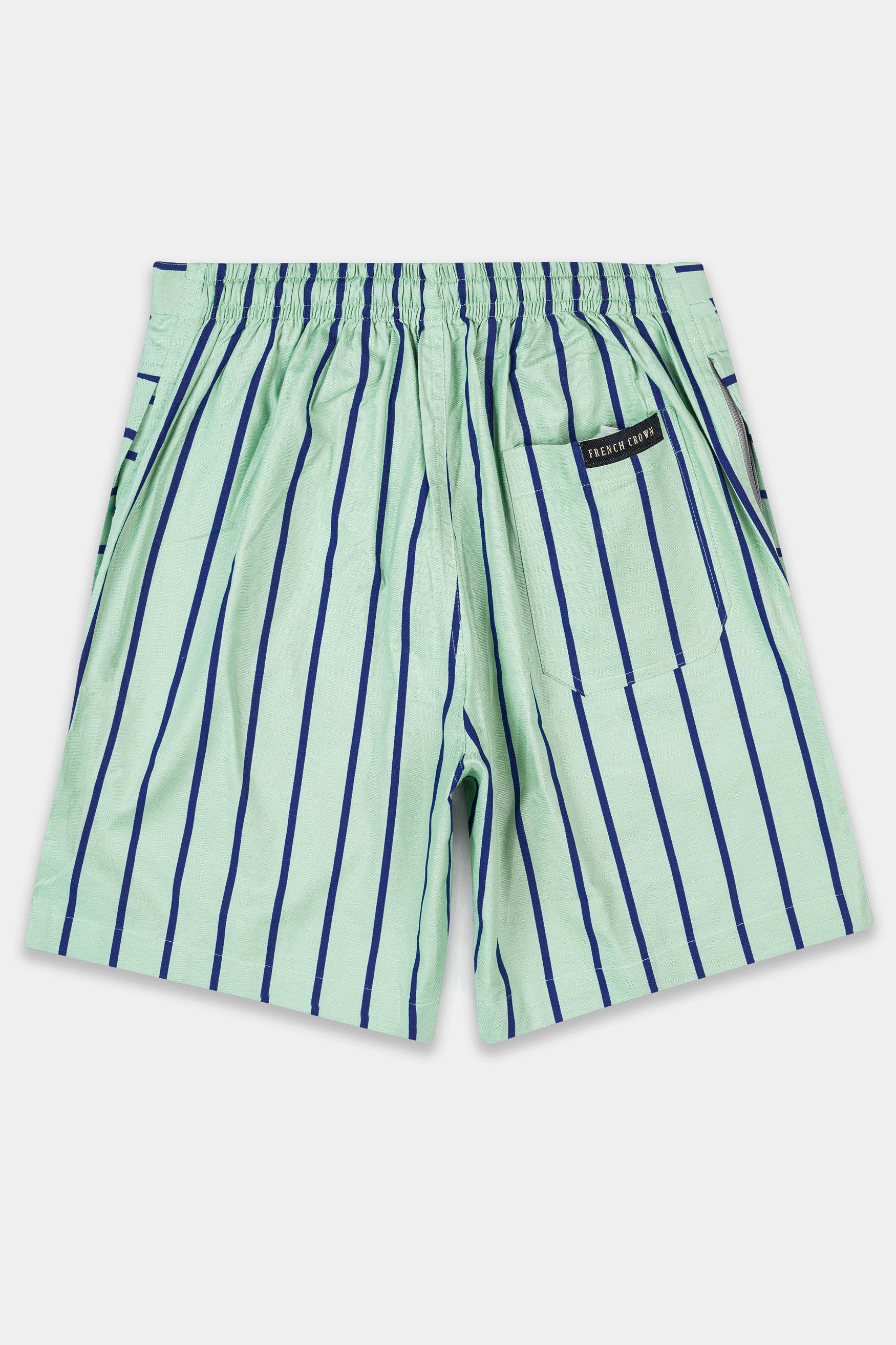 Surf Green with Cobalt Blue Striped Oxford Shorts