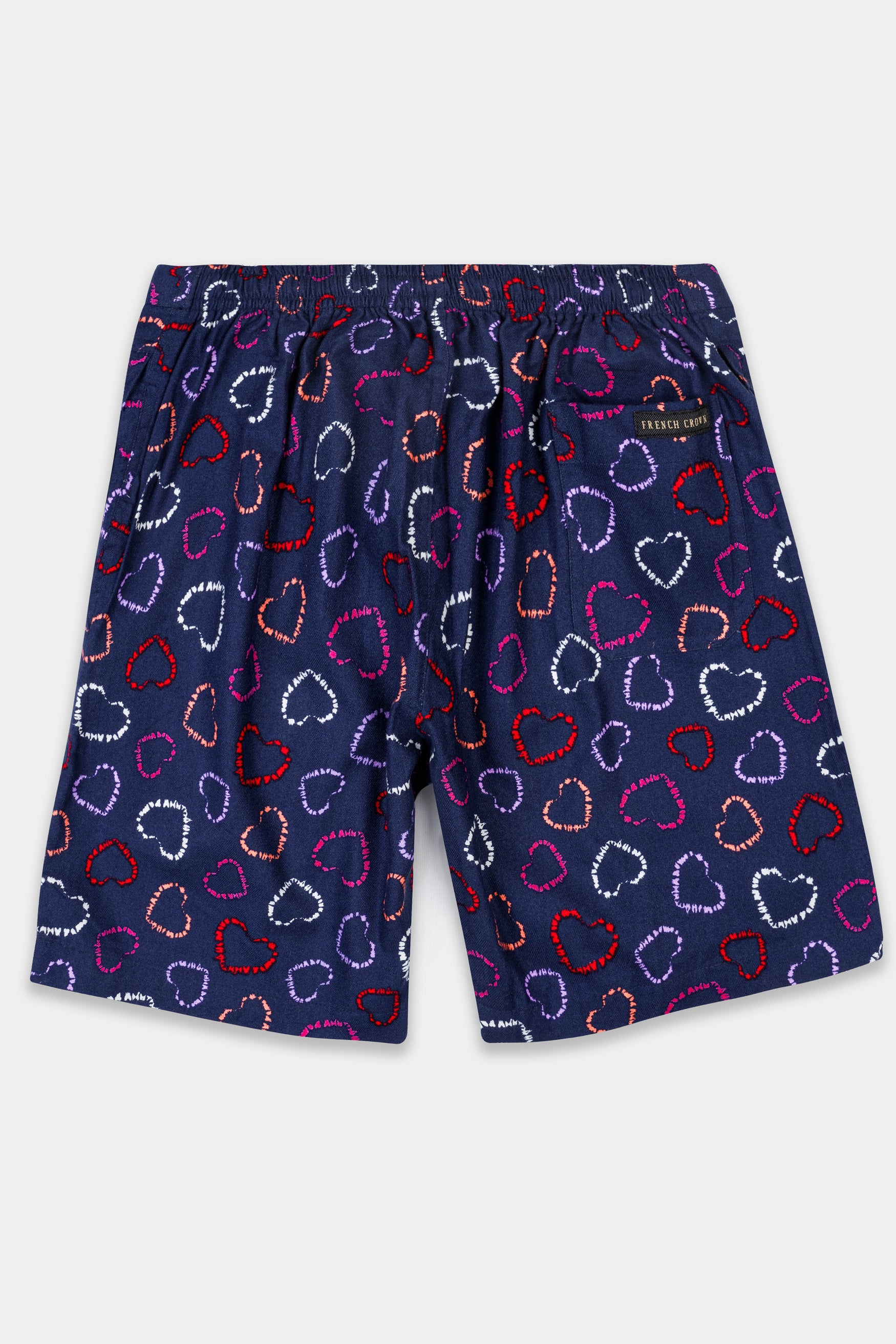 Admiral Blue with multicolor Hearts Printed Corduroy Shorts SR356-28, SR356-30, SR356-32, SR356-34, SR356-36, SR356-38, SR356-40, SR356-42, SR356-44