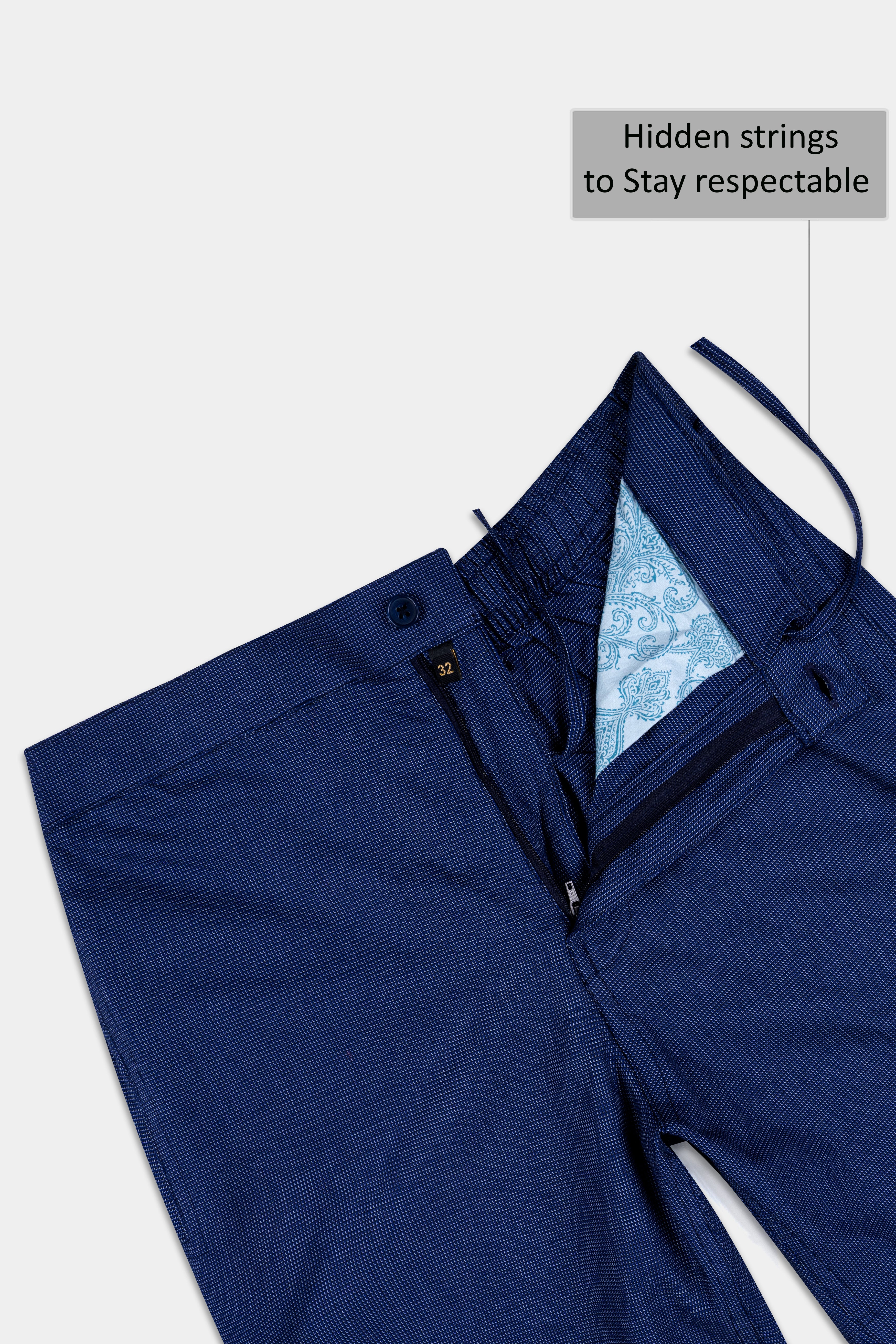 Cove Blue Dobby Textured Giza Cotton Shorts SR370-28, SR370-30, SR370-32, SR370-34, SR370-36, SR370-38, SR370-40, SR370-42, SR370-44