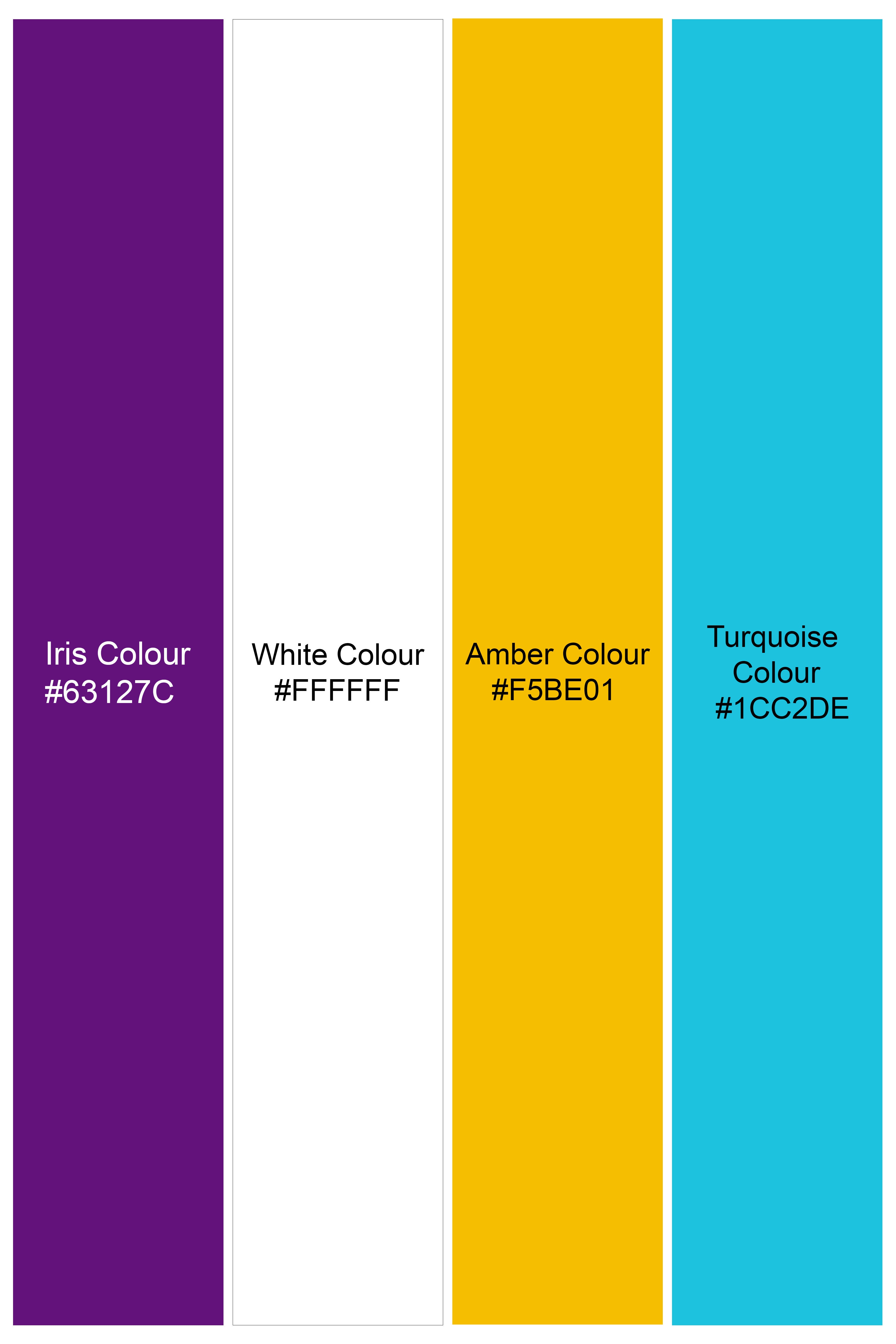 Iris Purple and White Multicolour Ditsy Printed Premium Tencel Shorts SR373-28, SR373-30, SR373-32, SR373-34, SR373-36, SR373-38, SR373-40, SR373-42, SR373-44