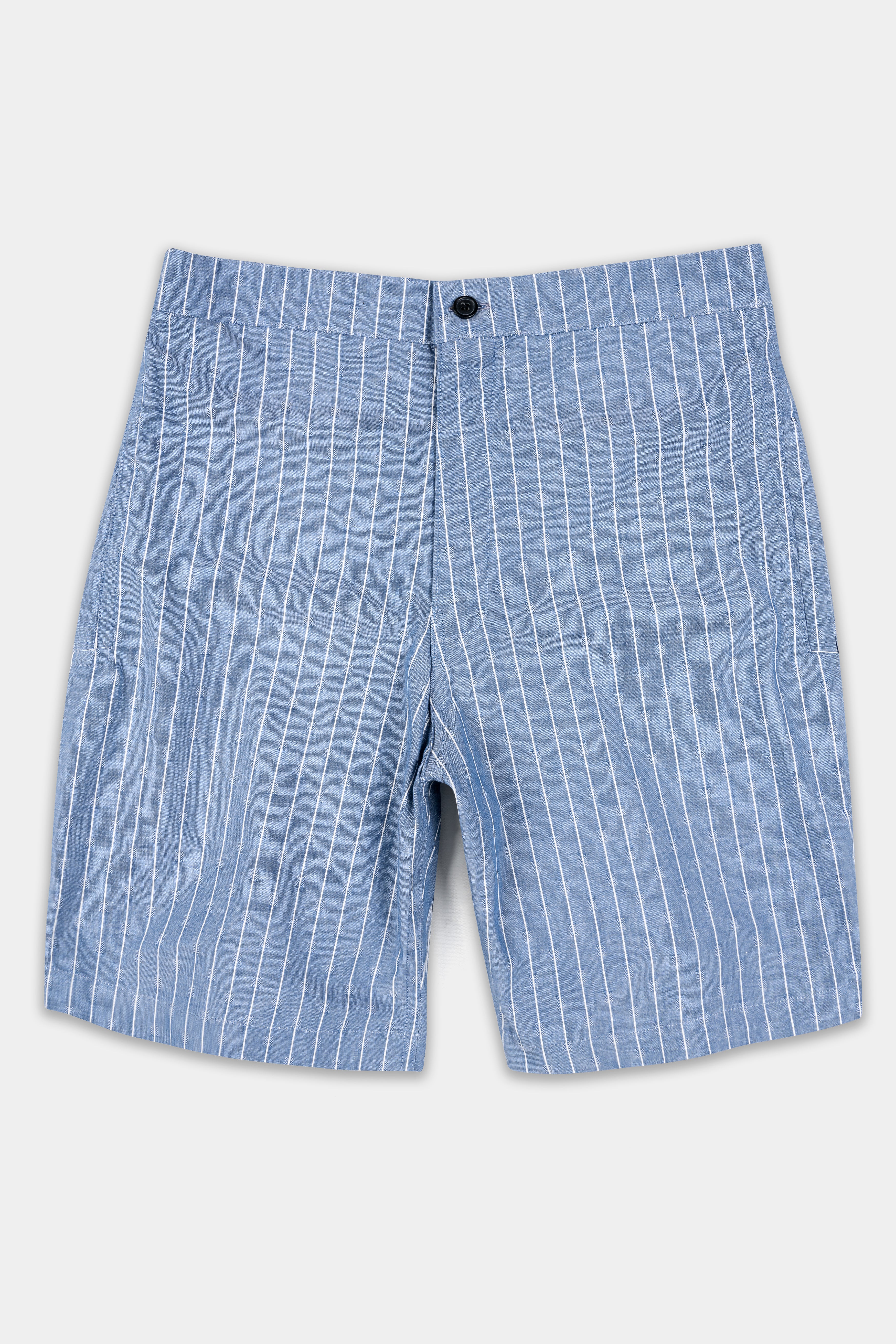 Waikawa Blue and White Striped Dobby Textured Giza Cotton Shorts SR377-28, SR377-30, SR377-32, SR377-34, SR377-36, SR377-38, SR377-40, SR377-42, SR377-44