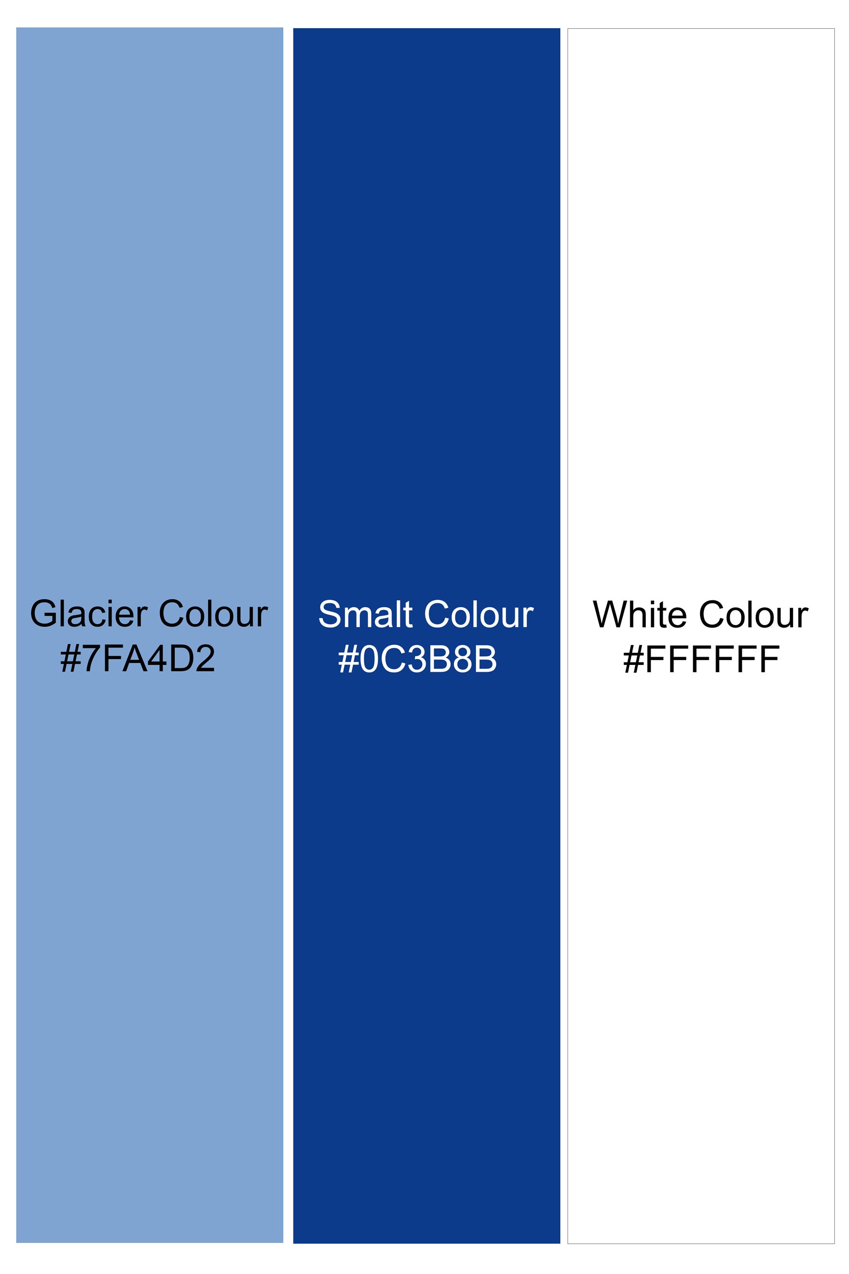 Glacier Blue Printed Twill Premium Cotton Shorts SR385-28, SR385-30, SR385-32, SR385-34, SR385-36, SR385-38, SR385-40, SR385-42, SR385-44