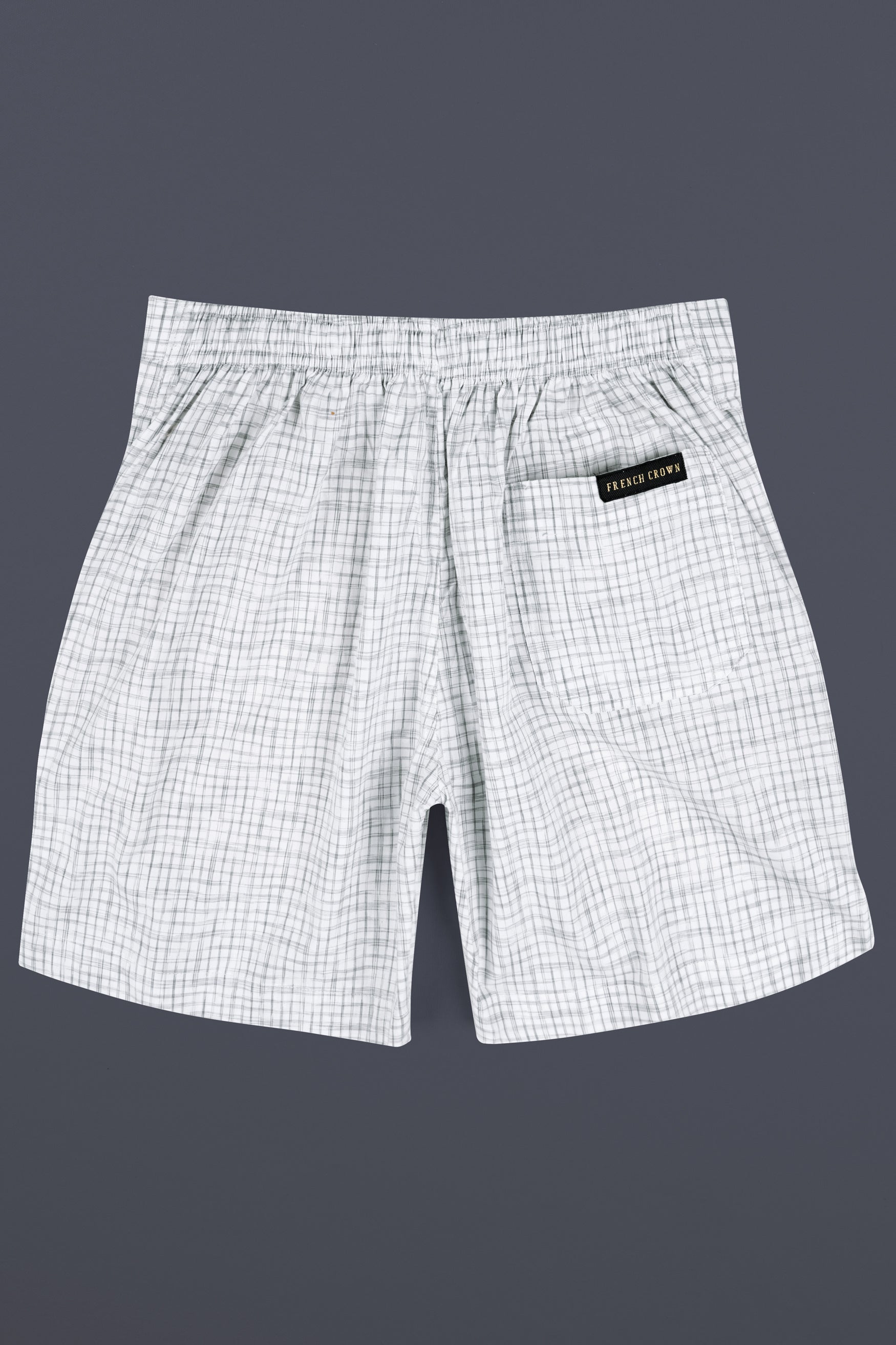 Bright White and Mountain Mist Gray Checkered Premium Cotton Shorts SR397-28, SR397-30, SR397-32, SR397-34, SR397-36, SR397-38, SR397-40, SR397-42, SR397-44
