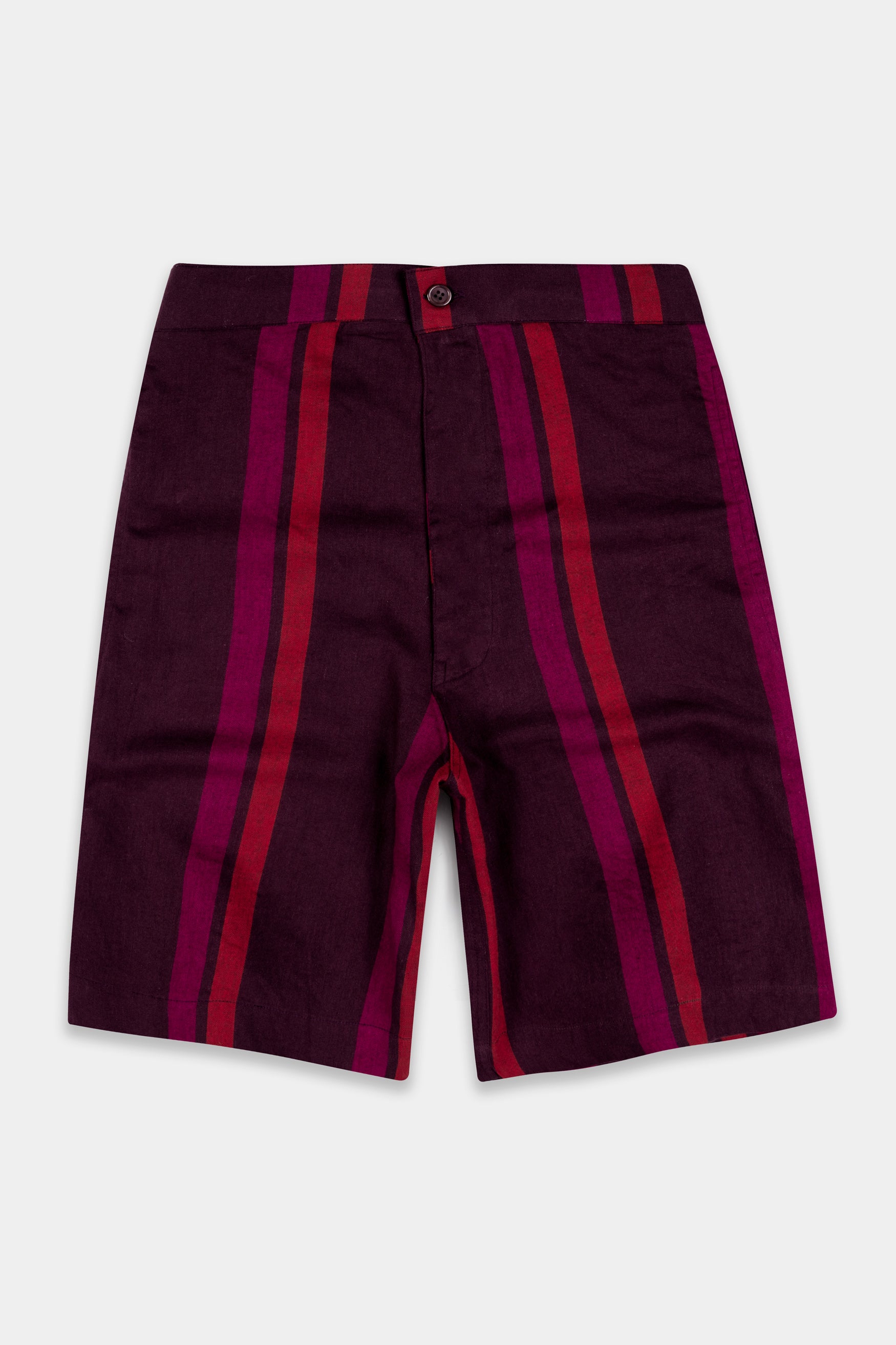 Aubergine Maroon and Paprika Red Striped Twill Premium Cotton Shorts SR398-28, SR398-30, SR398-32, SR398-34, SR398-36, SR398-38, SR398-40, SR398-42, SR398-44