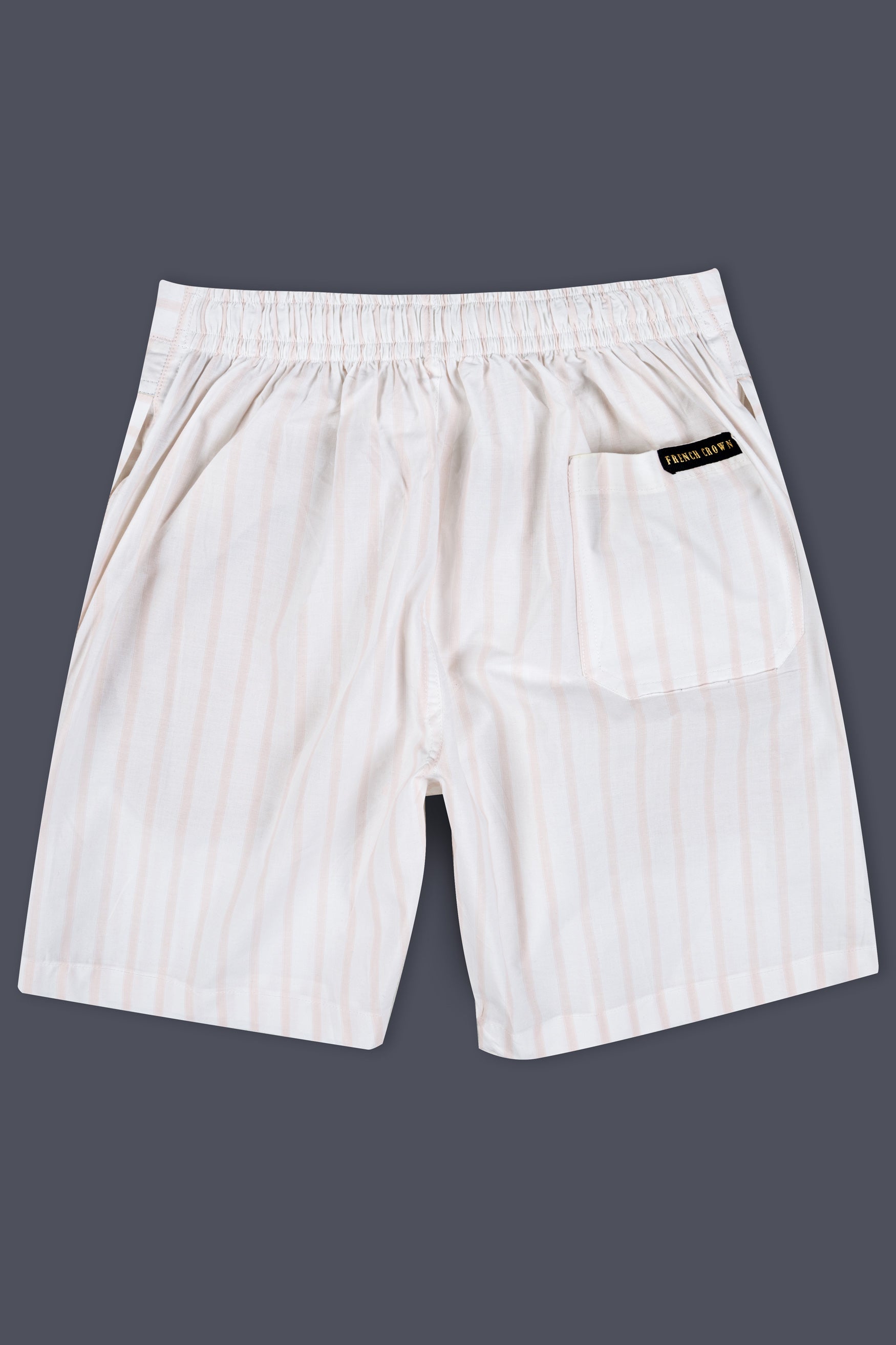 Bright White and Swirl Pink Striped Premium Cotton Shorts SR400-28, SR400-30, SR400-32, SR400-34, SR400-36, SR400-38, SR400-40, SR400-42, SR400-44