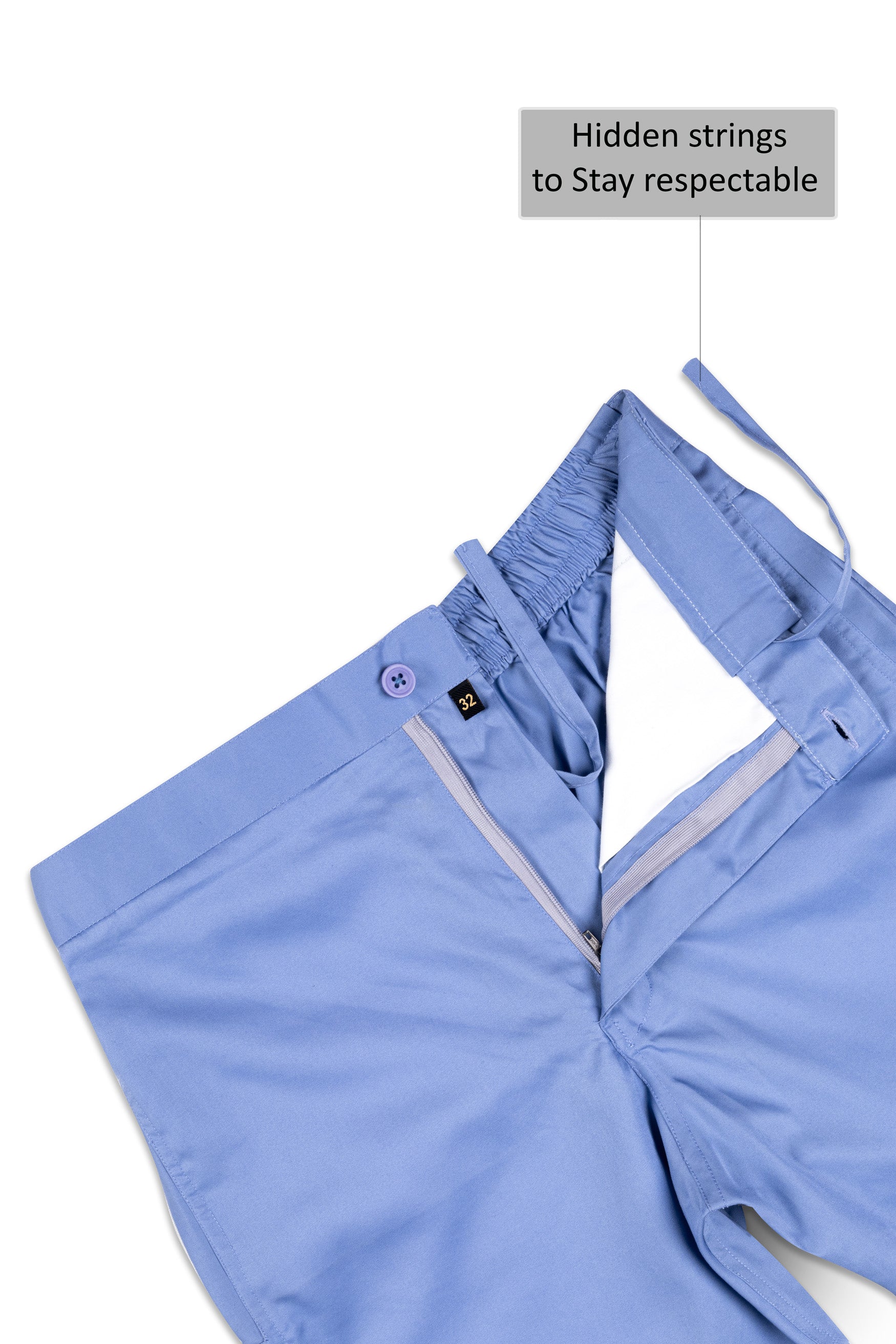 Periwinkle Blue Twill Premium Cotton Shorts SR405-28, SR405-30, SR405-32, SR405-34, SR405-36, SR405-38, SR405-40, SR405-42, SR405-44