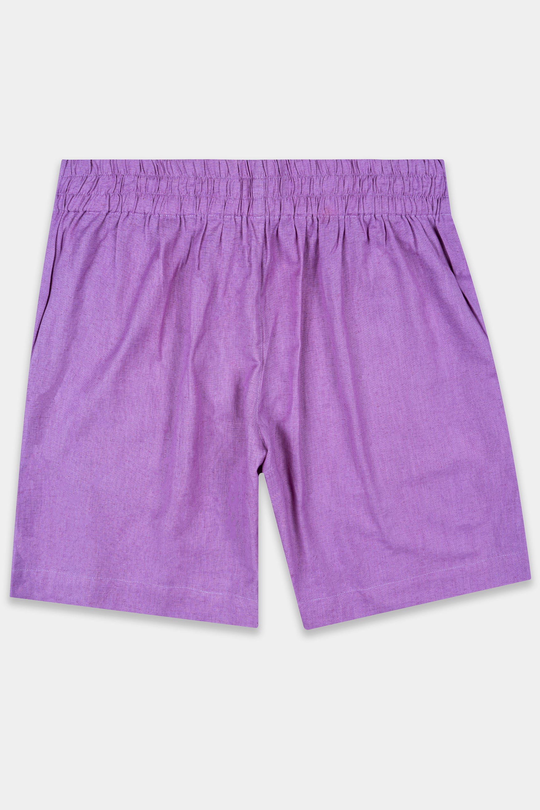 East Side Purple Textured Luxurious Linen Shorts