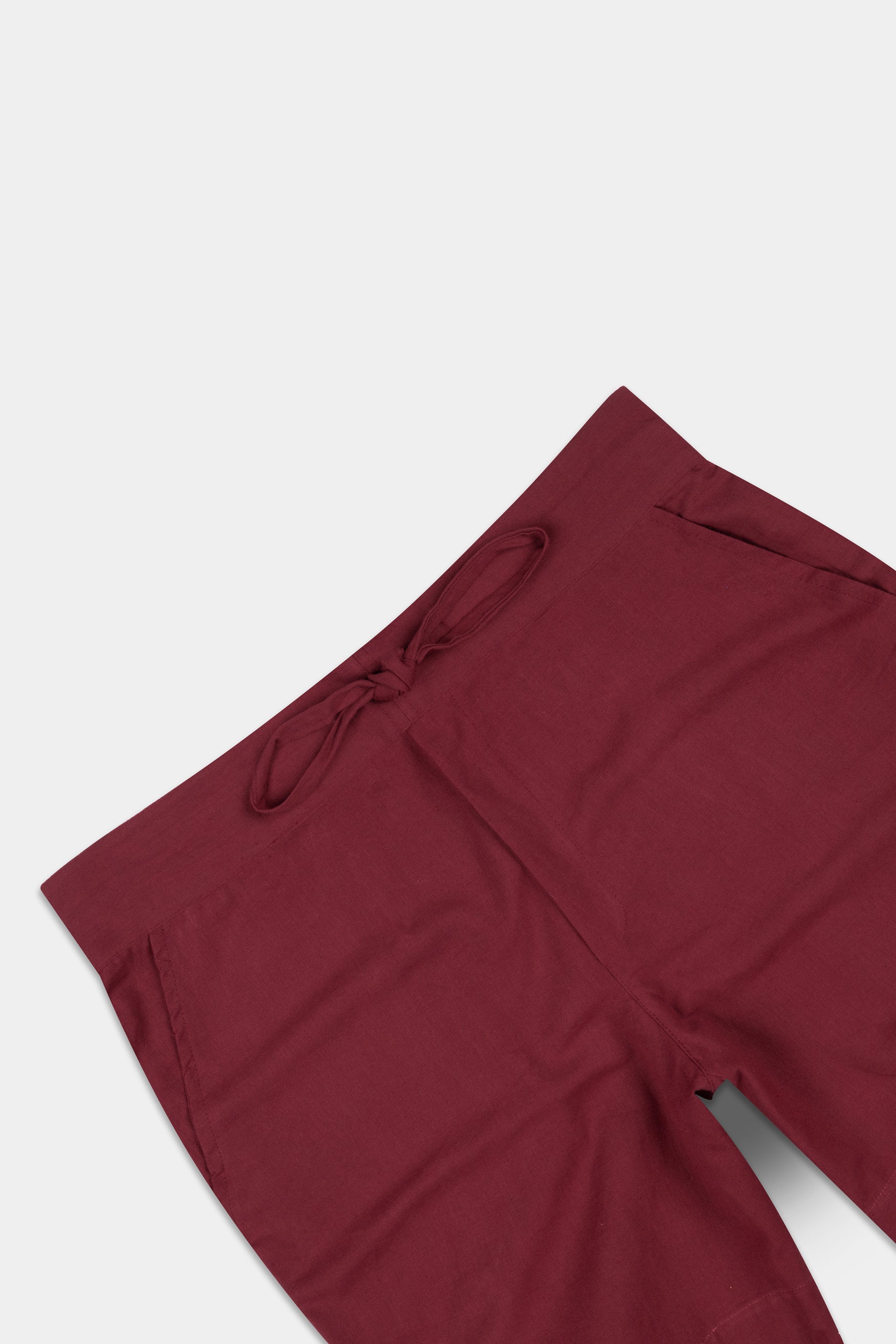 Wine Berry Textured Luxurious Linen Shorts