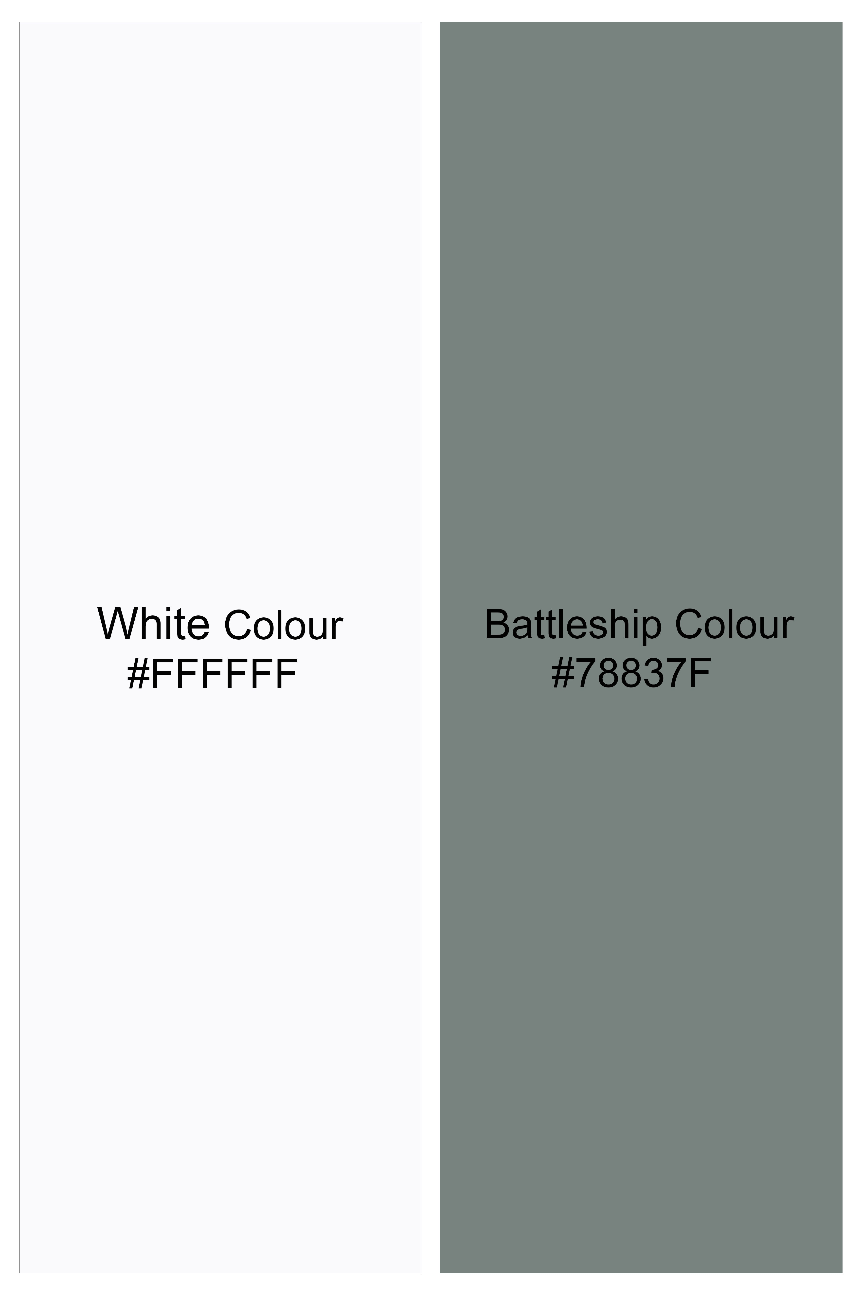 Bright White and Battleship Gray Printed Subtle Sheen Super Soft Premium Cotton Short