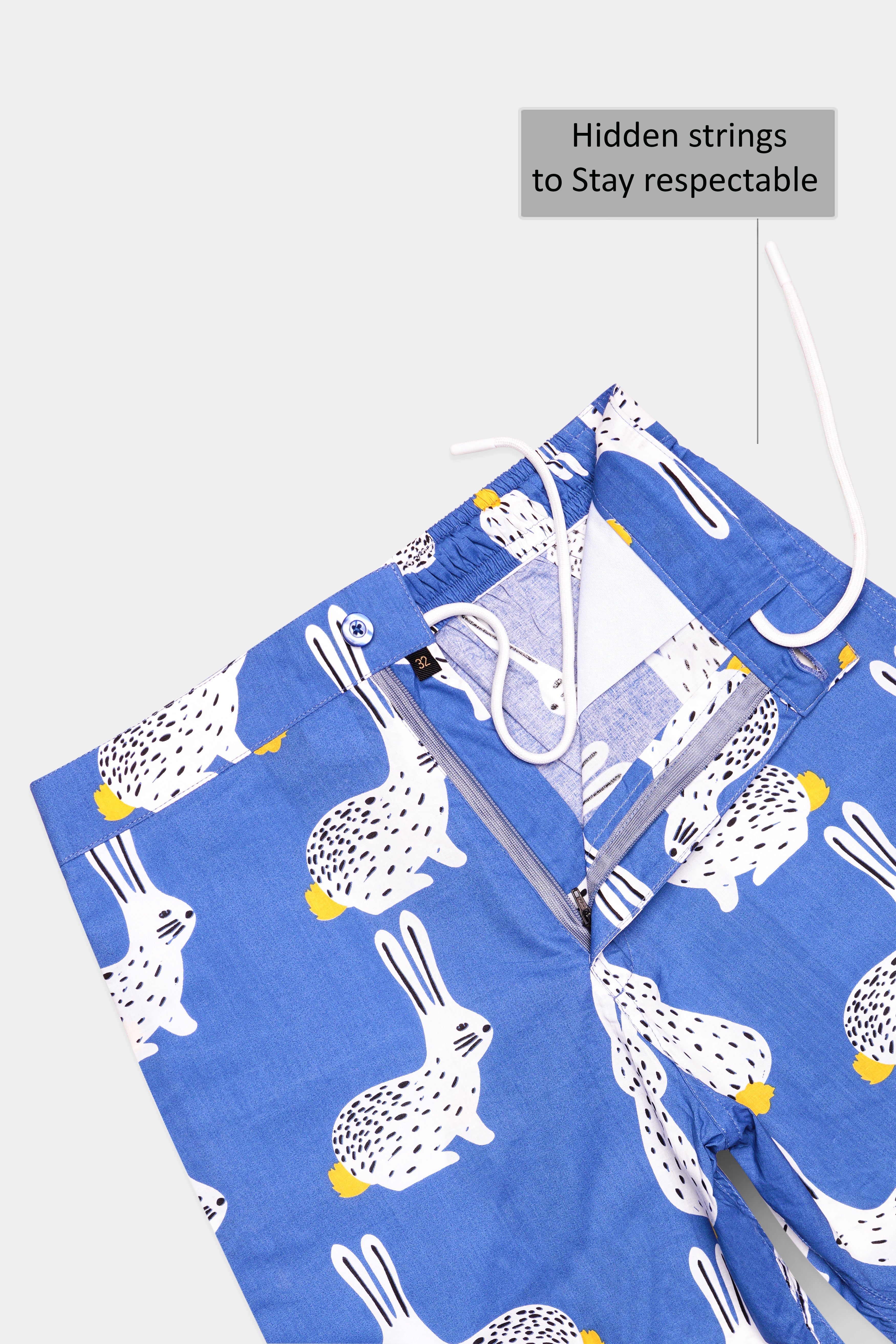 Sapphire Blue Rebit Printed Premium Cotton Shorts