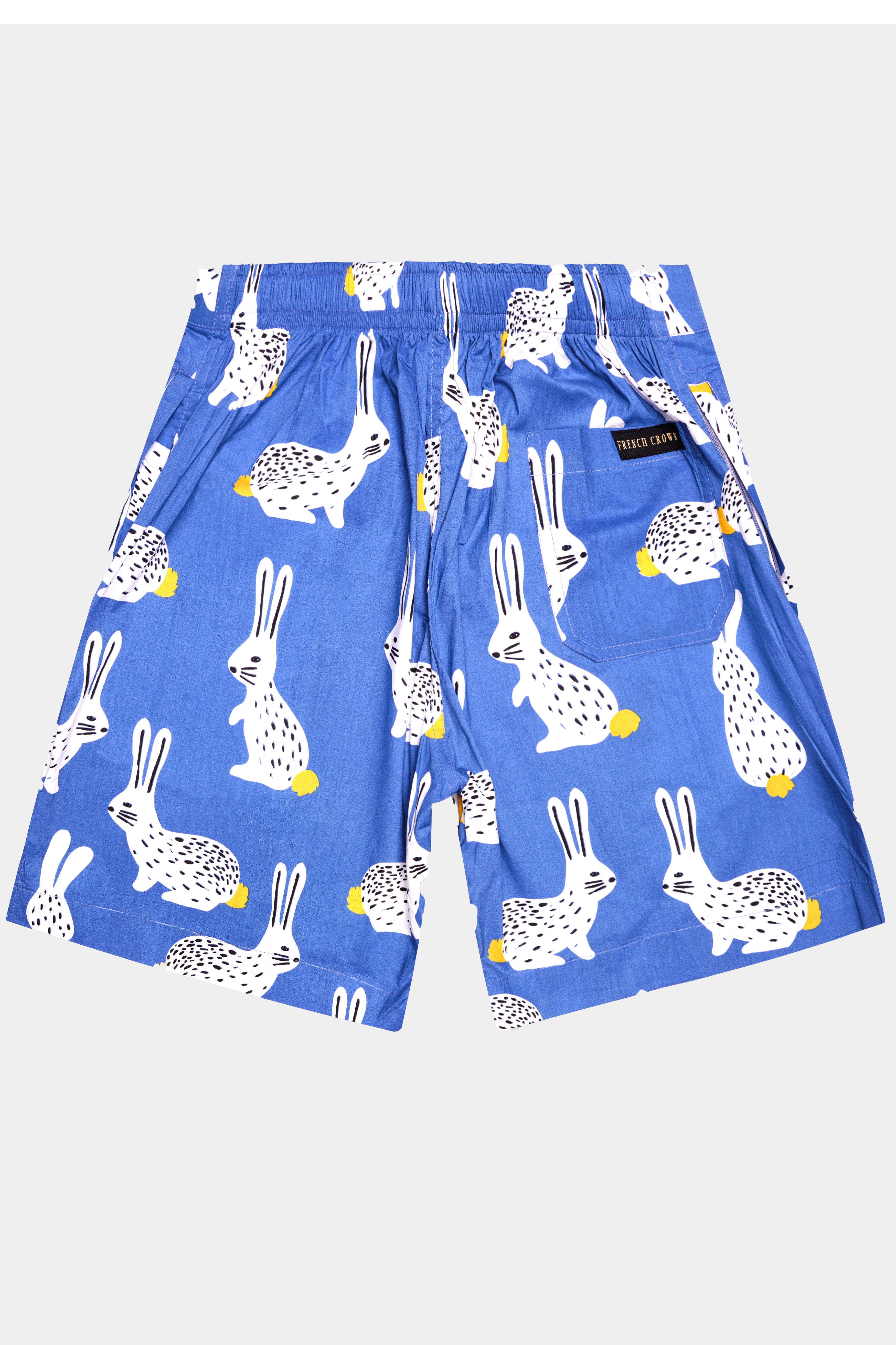 Sapphire Blue Rebit Printed Premium Cotton Shorts