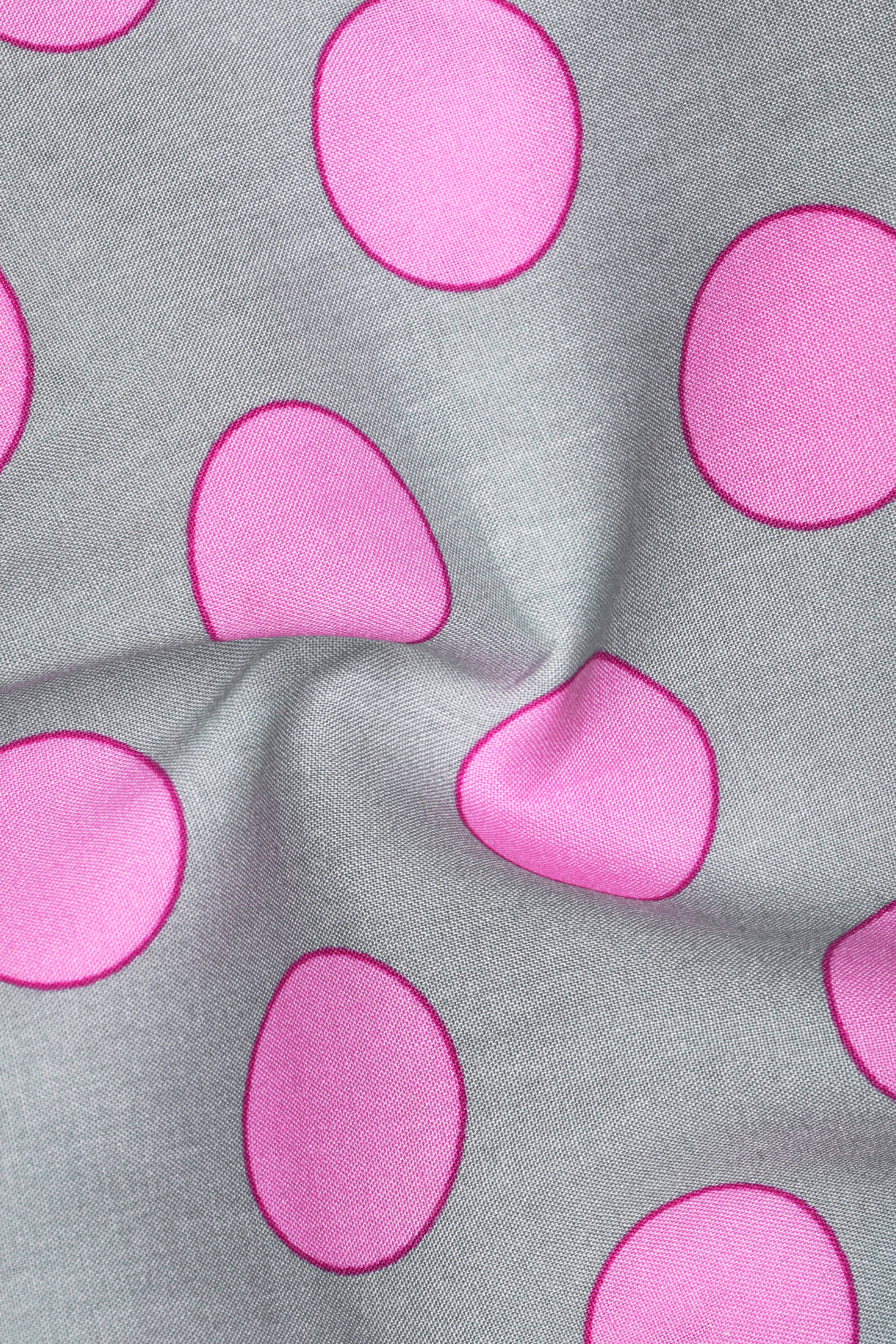 Spun Pearl Gray And lllusion Pink Polka Dotted Printed Premium Cotton Shorts