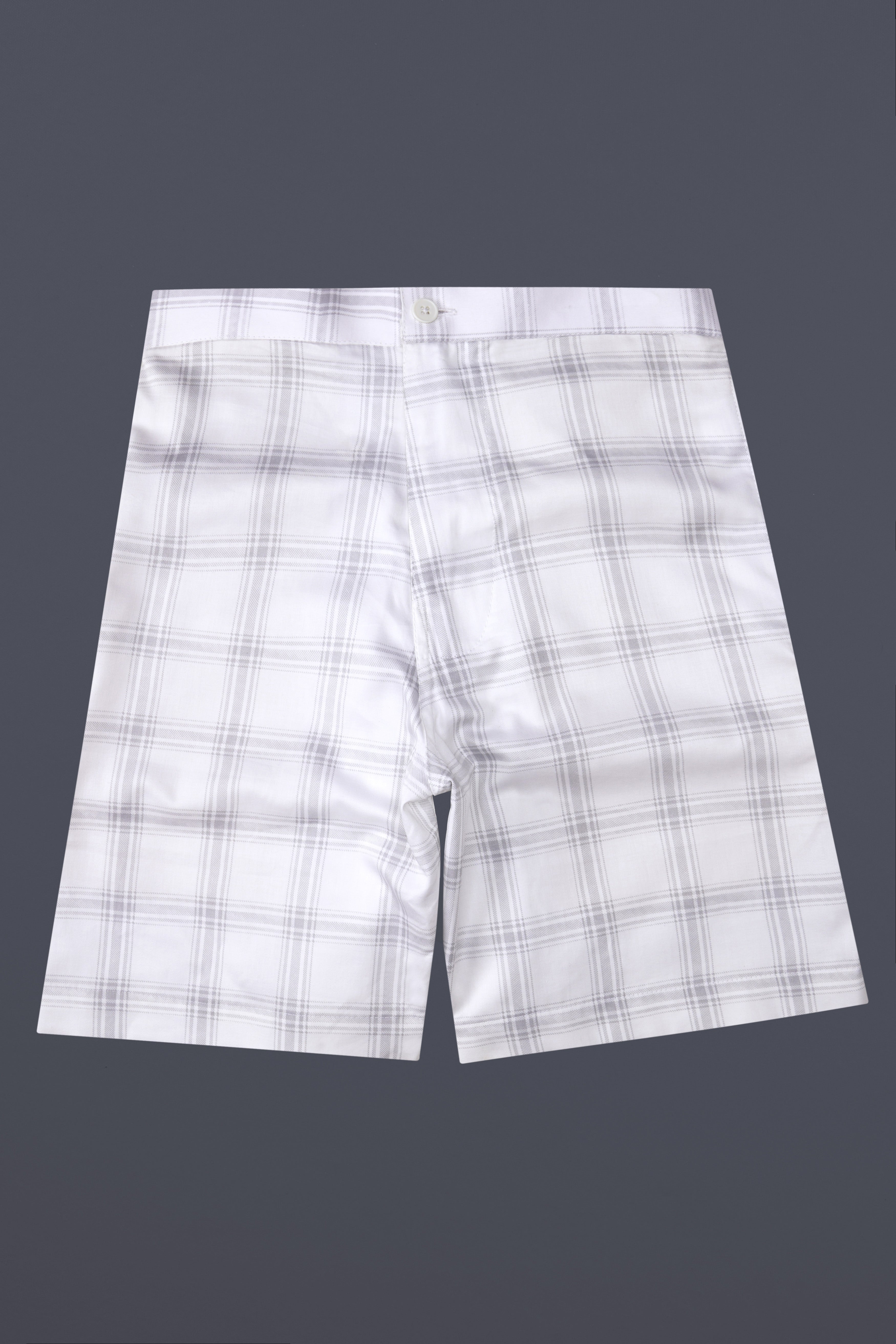 Mercury Gray Plaid Subtle Sheen Super Soft Premium Cotton Shorts