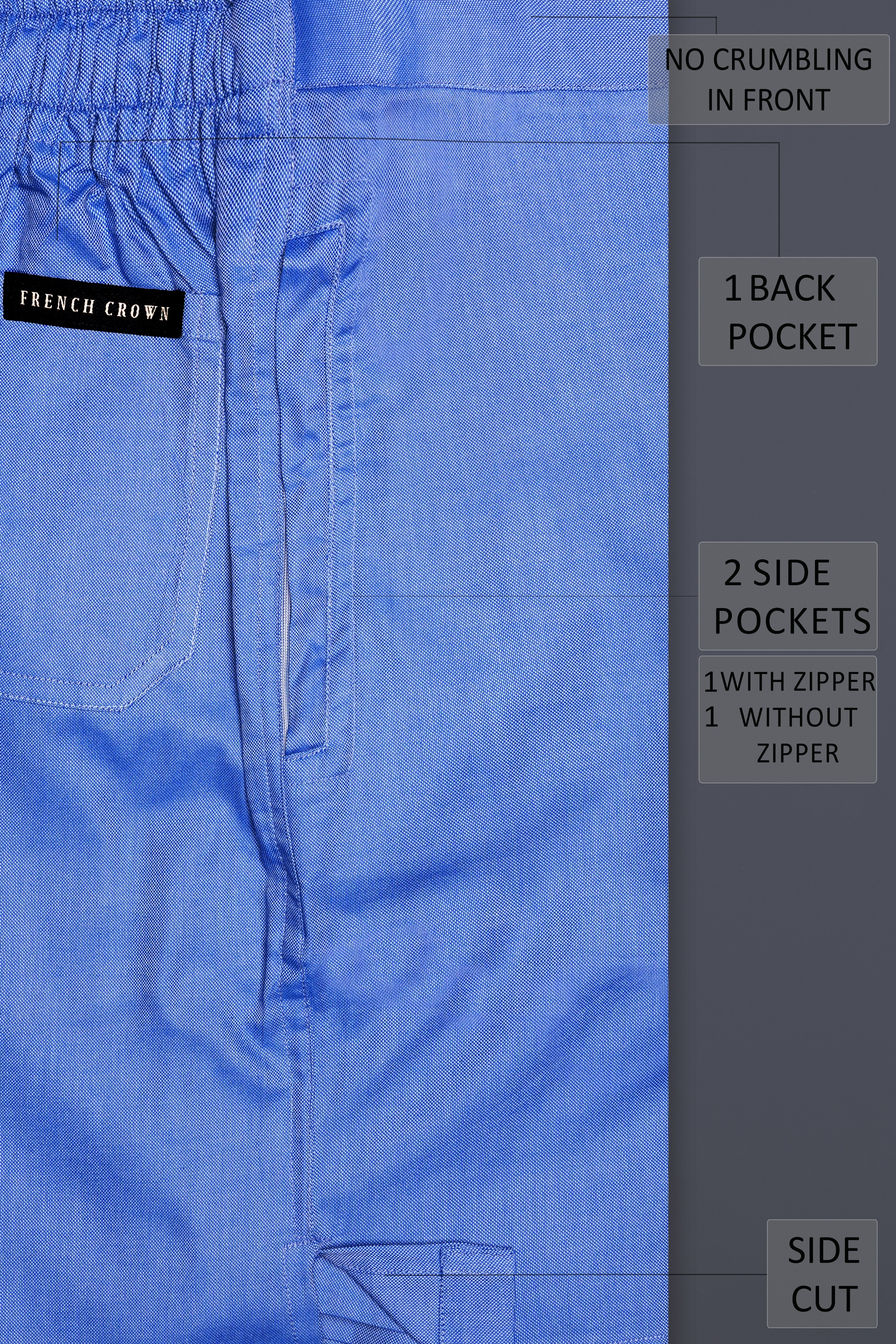Havelock Blue Solid Oxford Premium Cotton Shorts