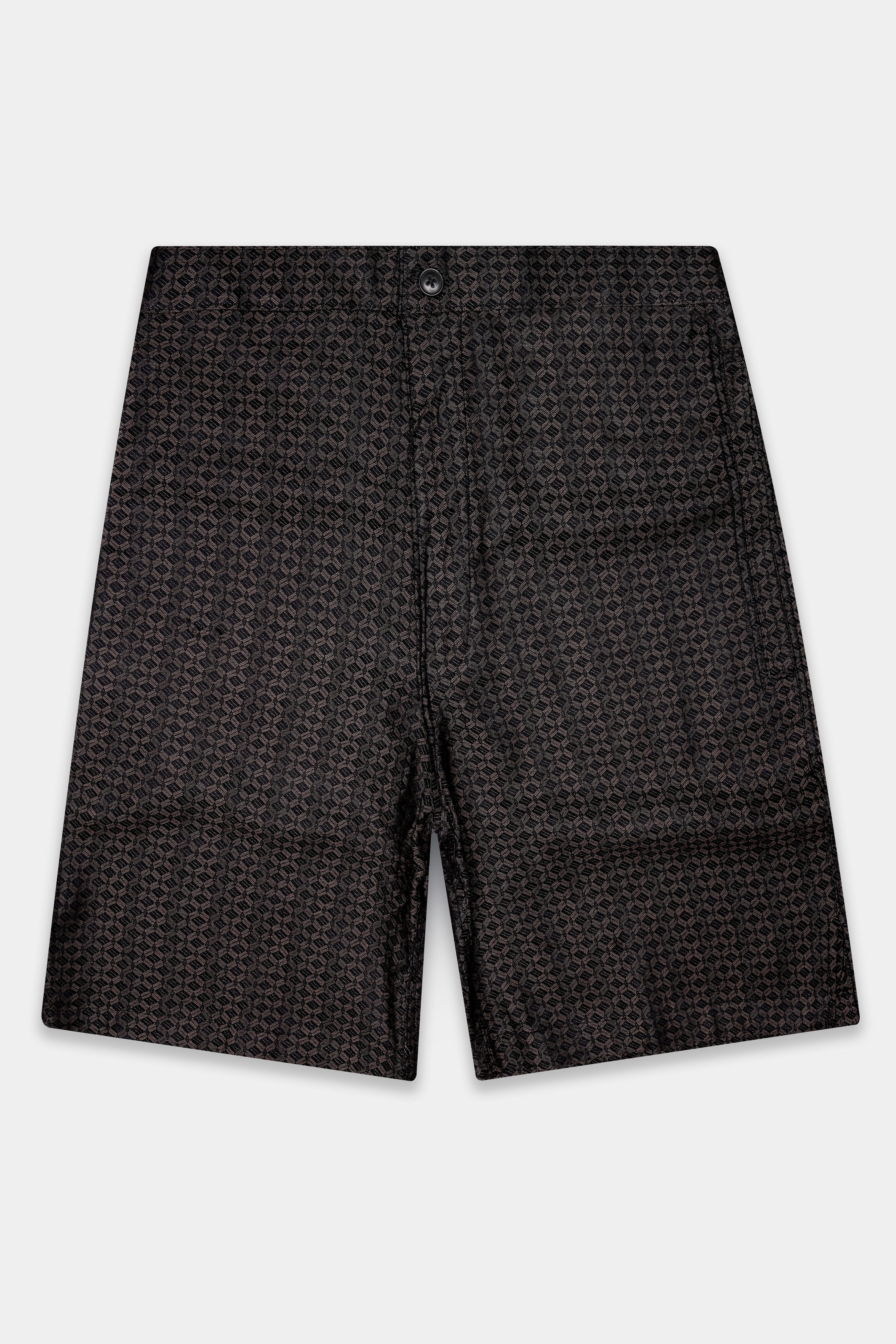 Jacrid-Iridium Gray Jacquard Textured Giza Cotton Shorts