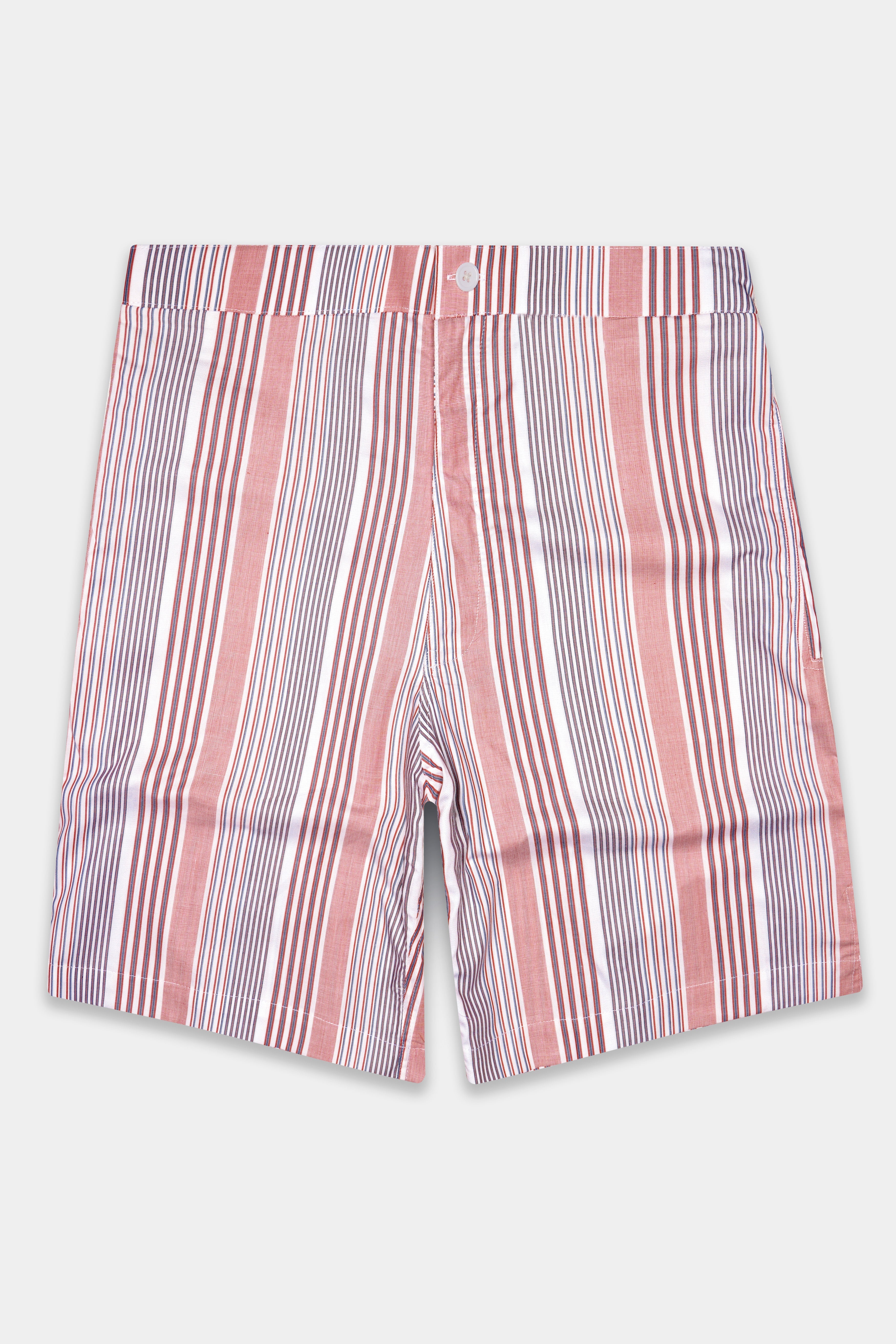 Turstrip-Turkish Perch And Bright White Striped Premium Cotton Shorts