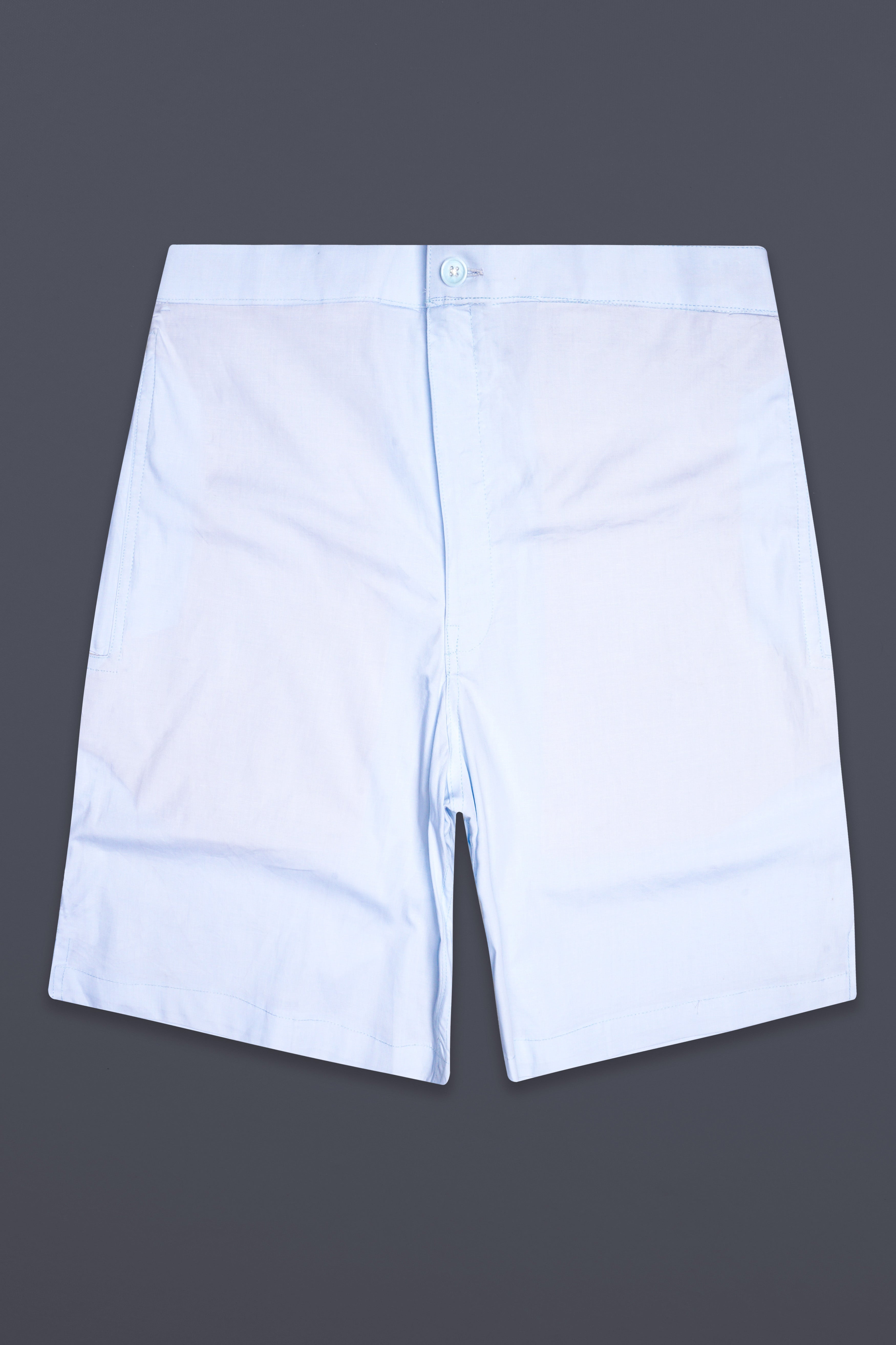 Azuric-Selago Blue Solid Chambray Premium Cotton Shorts