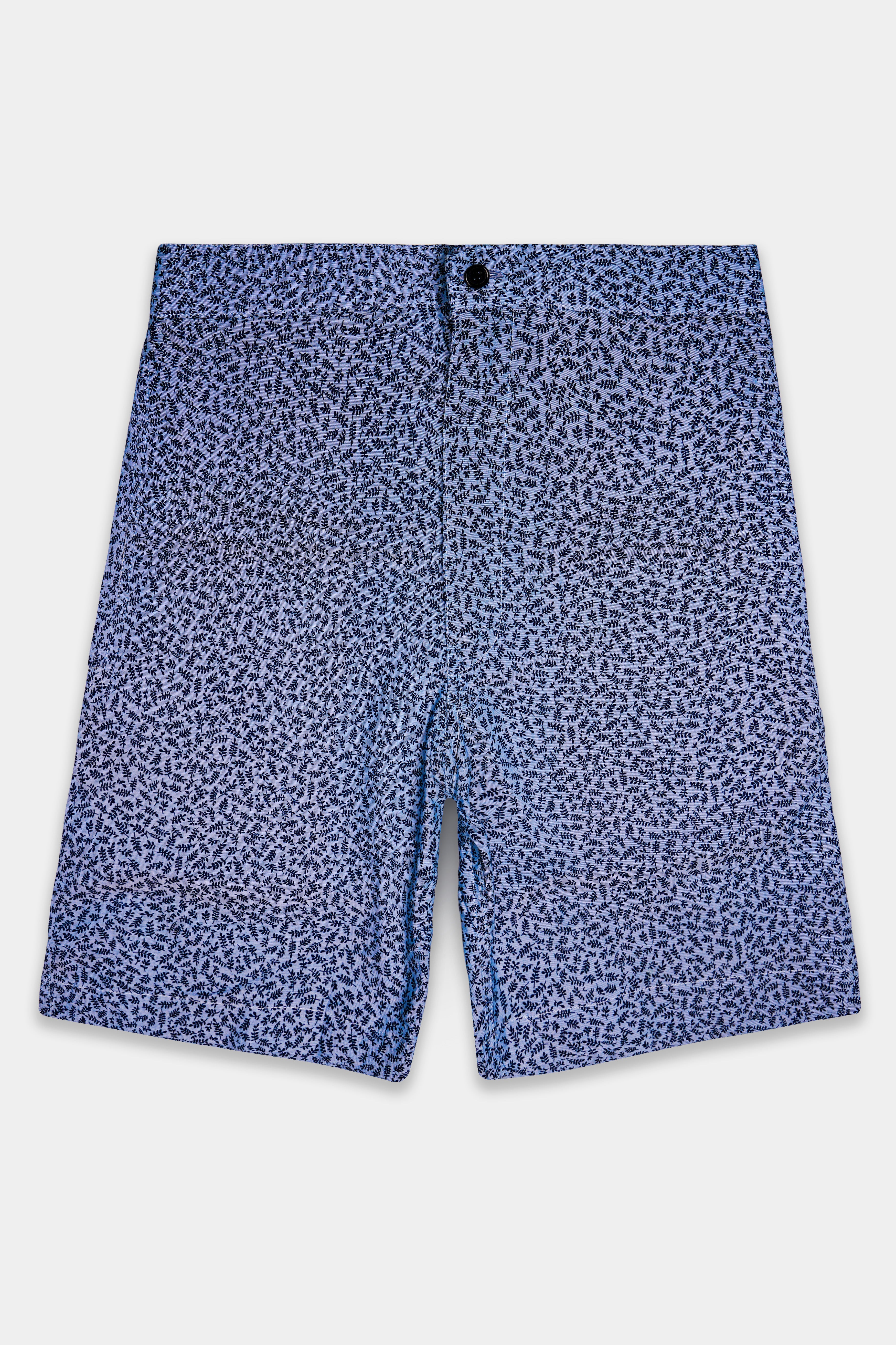 Bluvine-Scampi Blue Printed Chambray Premium Cotton Shorts