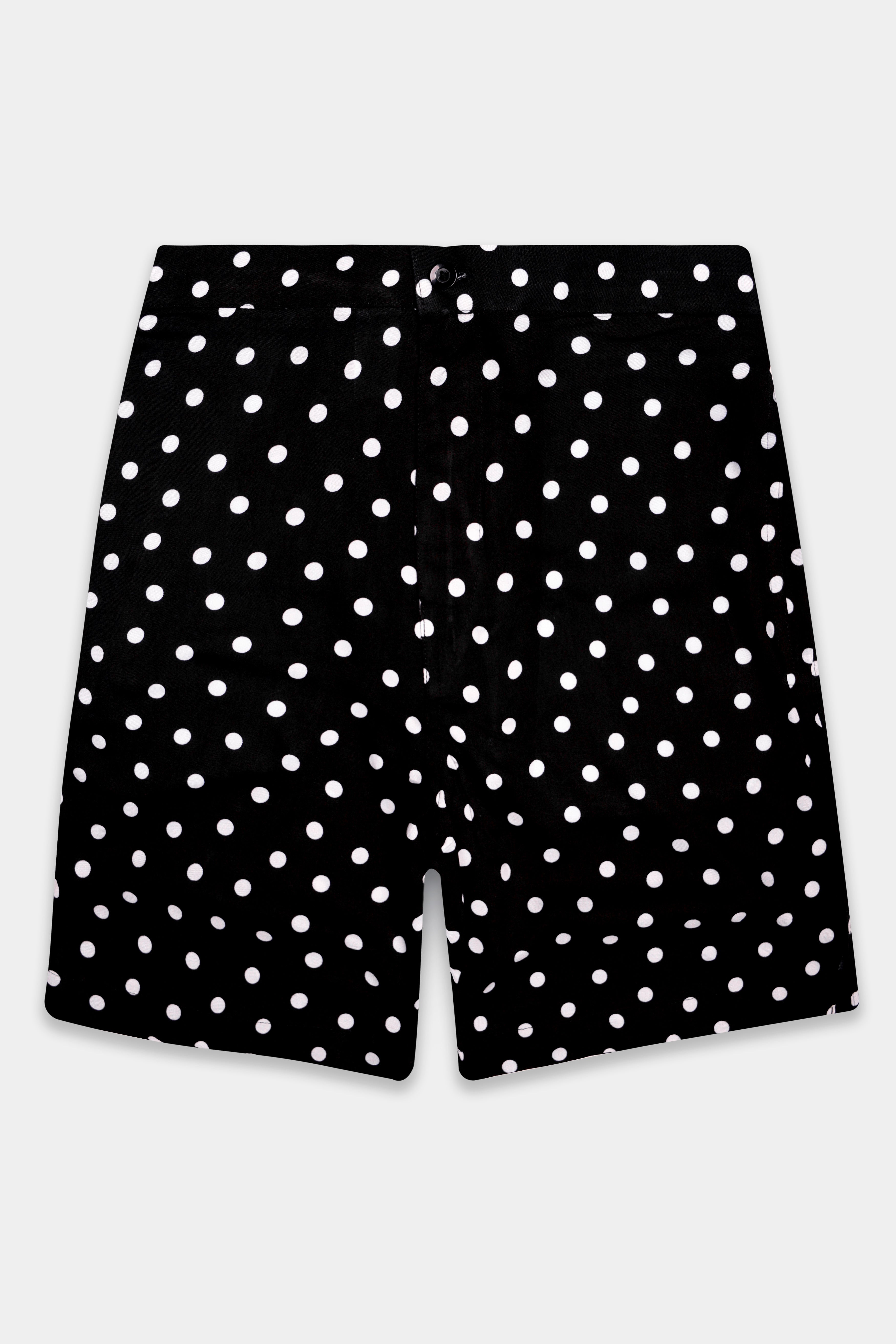 Polaris-Jade Black Polka Dotted Printed Super Soft Premium Tencel Shorts