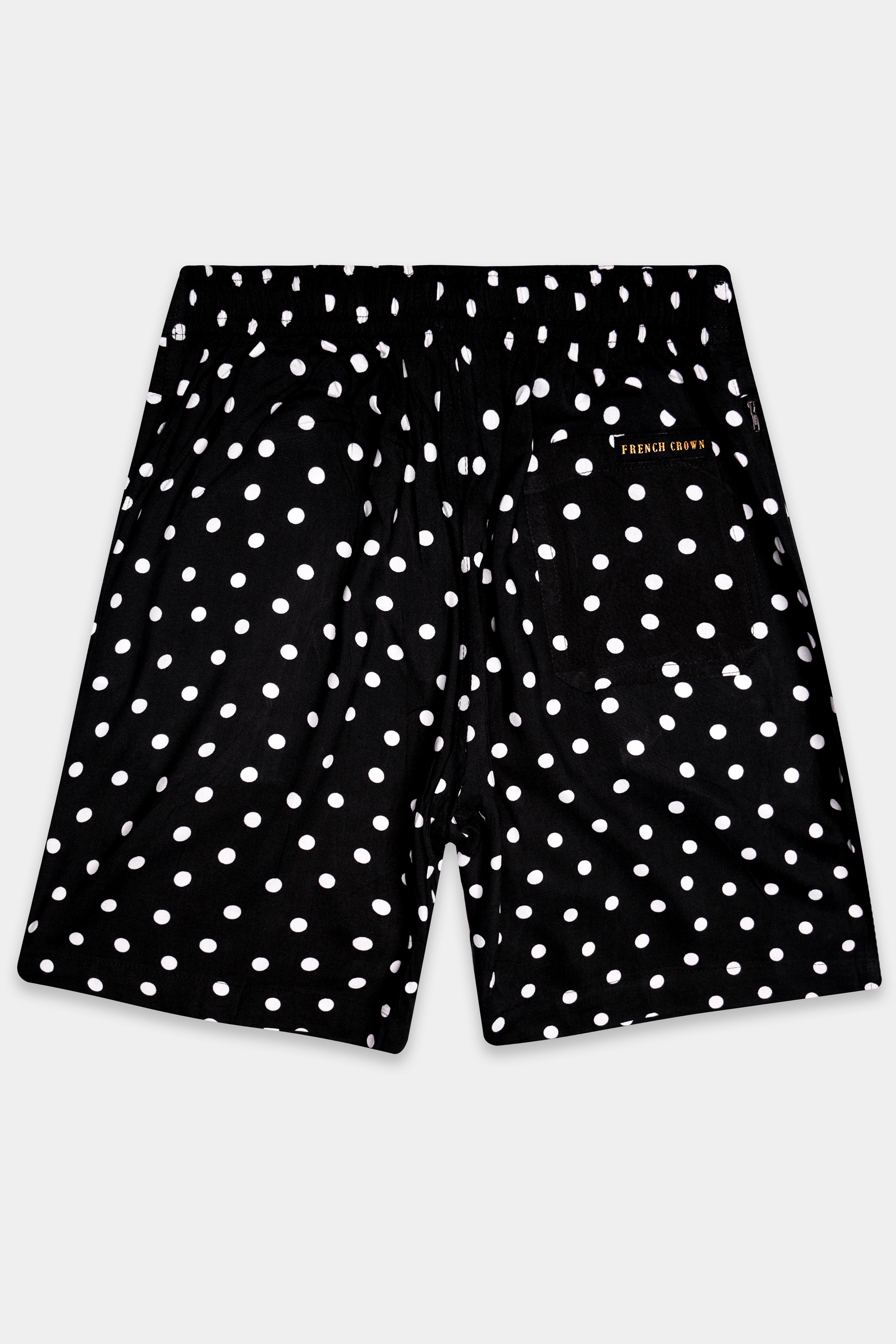 Polaris-Jade Black Polka Dotted Printed Super Soft Premium Tencel Shorts