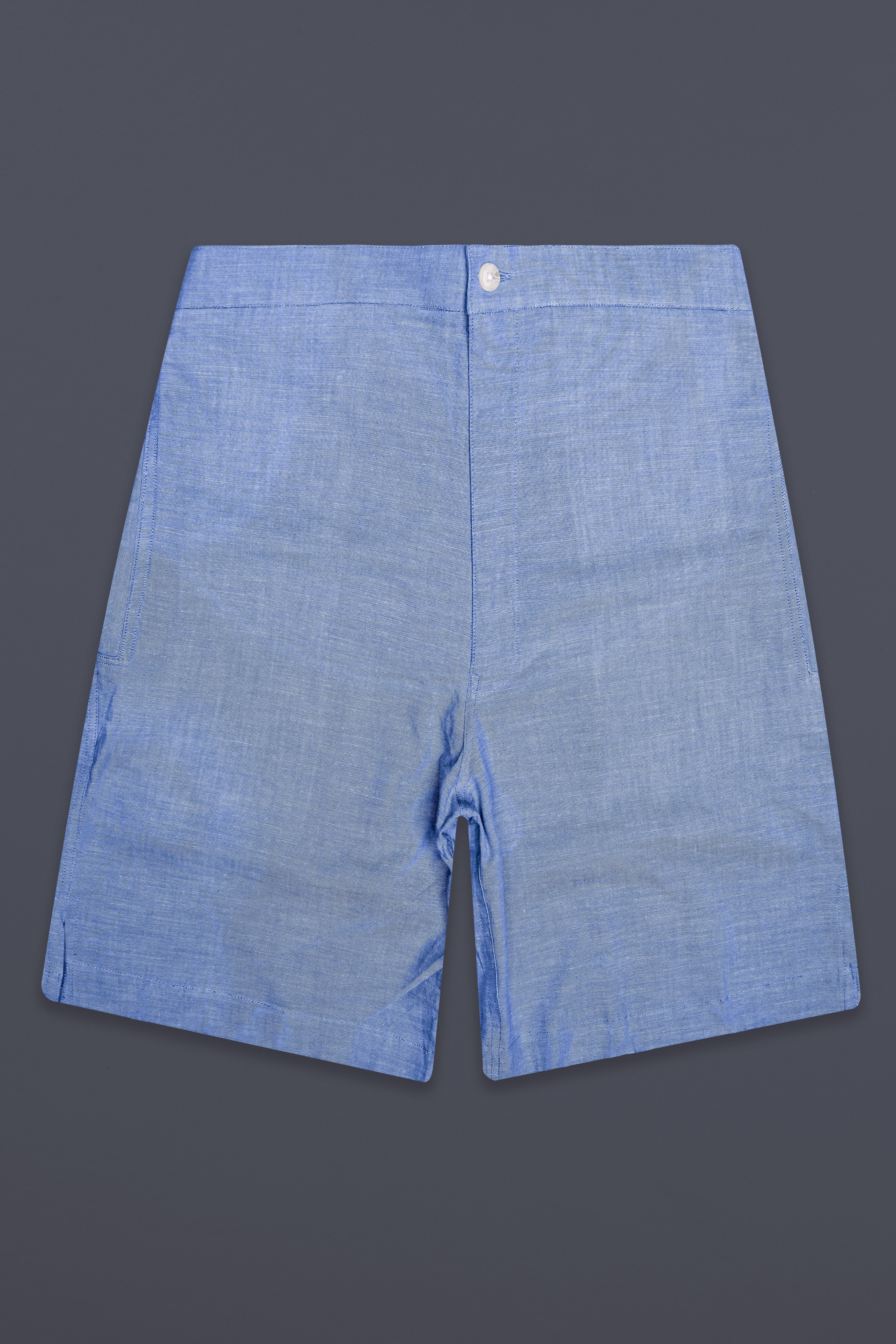 Nerino-Polo Blue Solid Luxurious Linen Shorts
