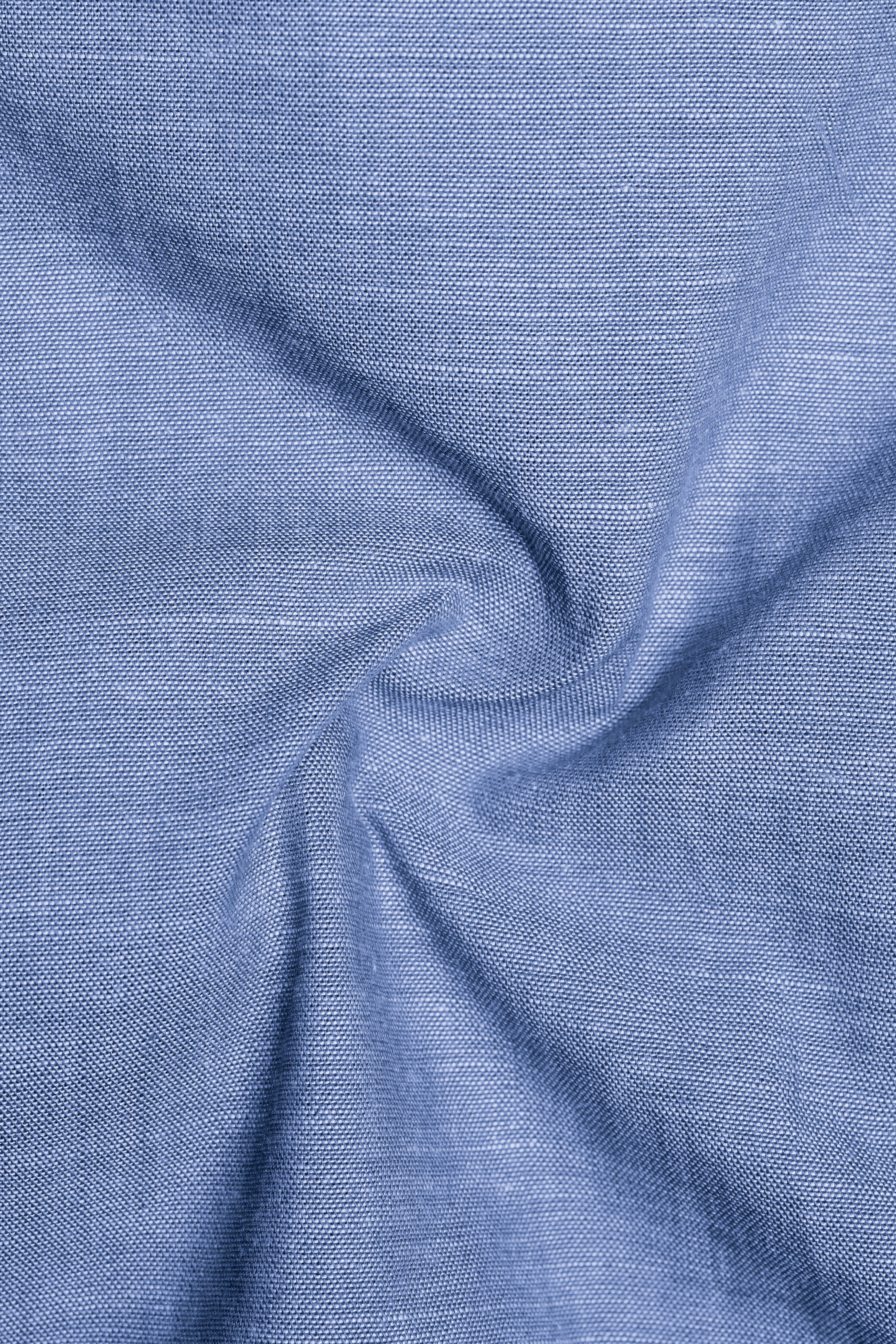 Nerino-Polo Blue Solid Luxurious Linen Shorts