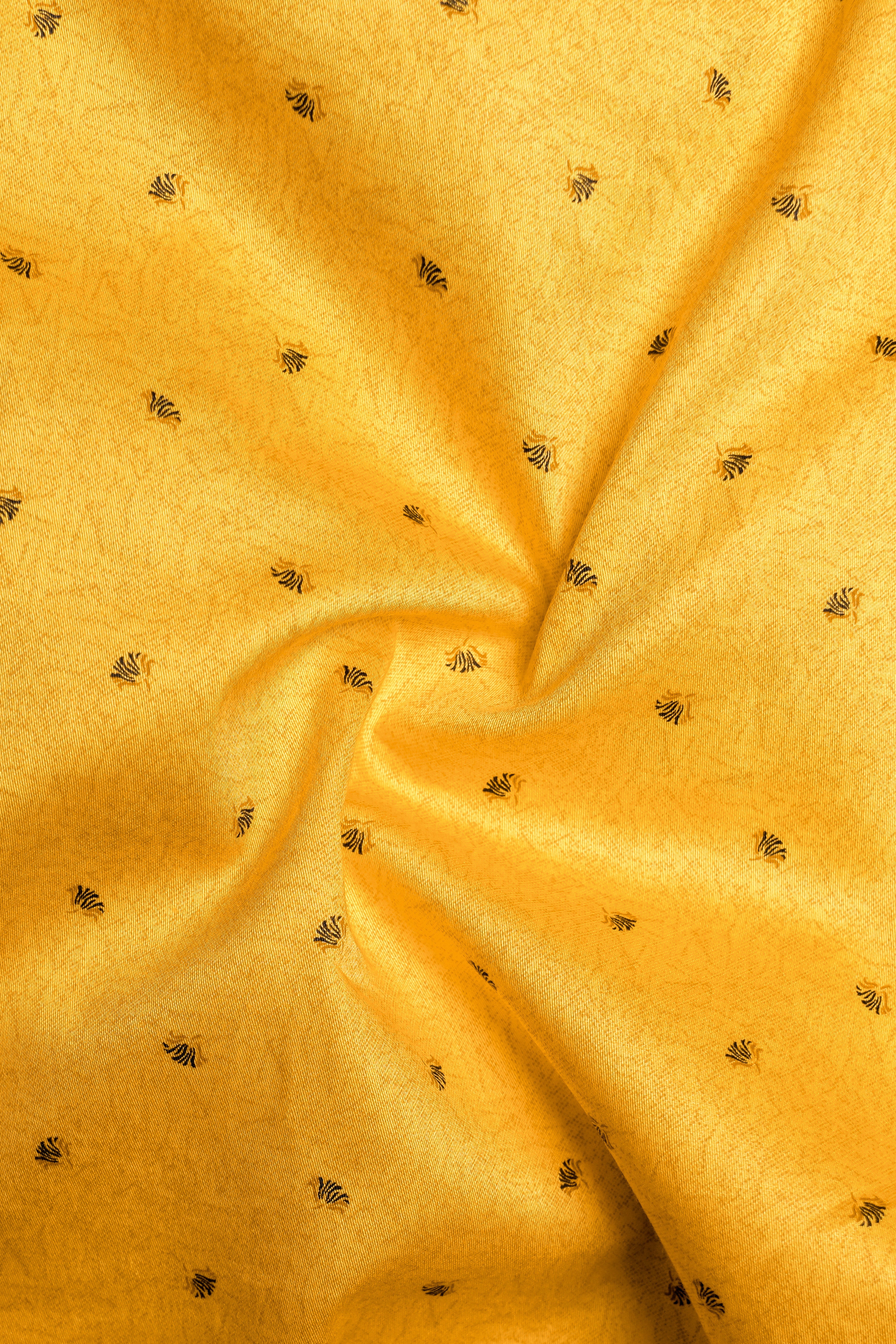Fiero-Saffron Yellow Printed Subtle Sheen Super Soft Premium Cotton Shorts