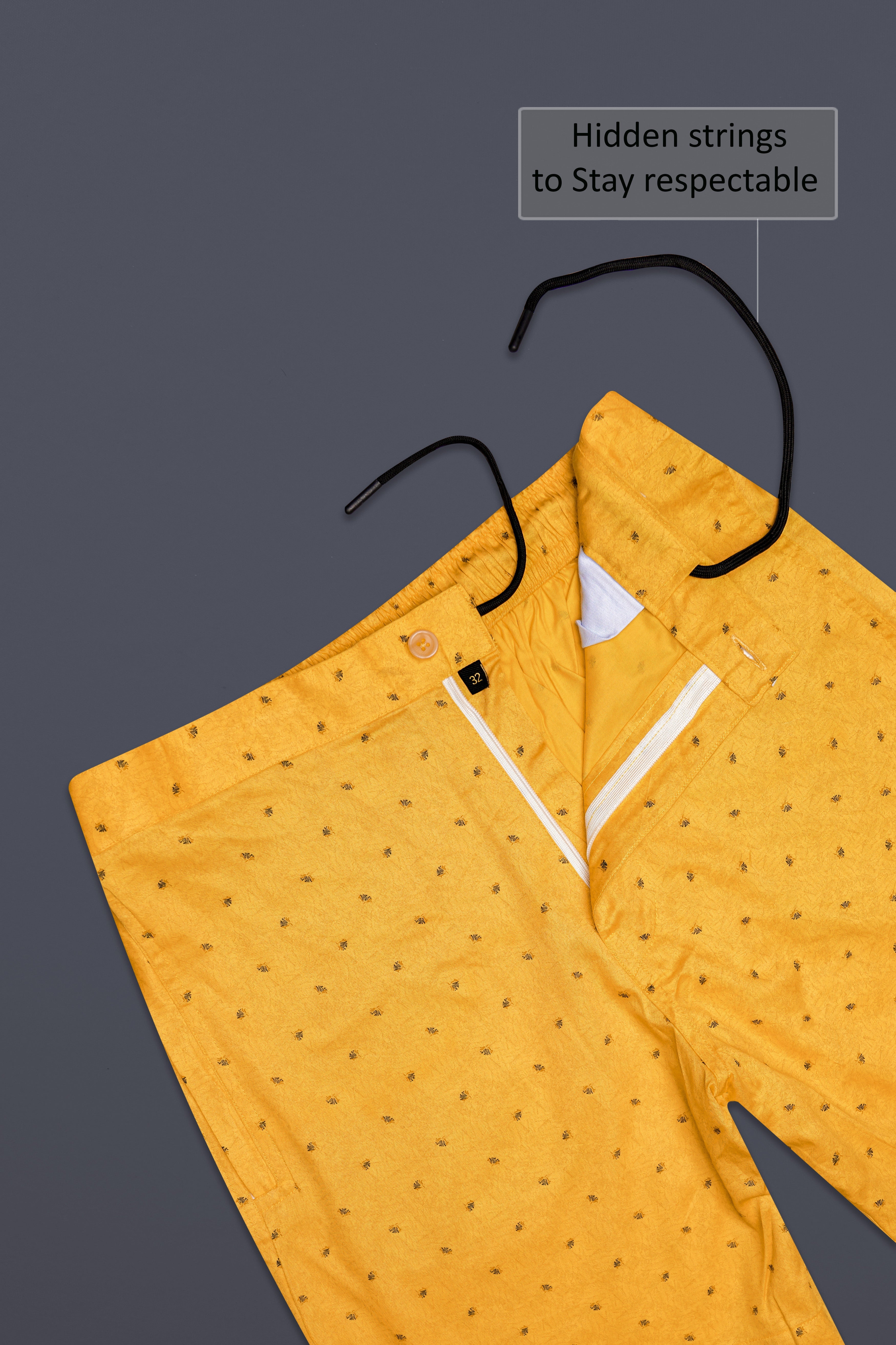 Fiero-Saffron Yellow Printed Subtle Sheen Super Soft Premium Cotton Shorts