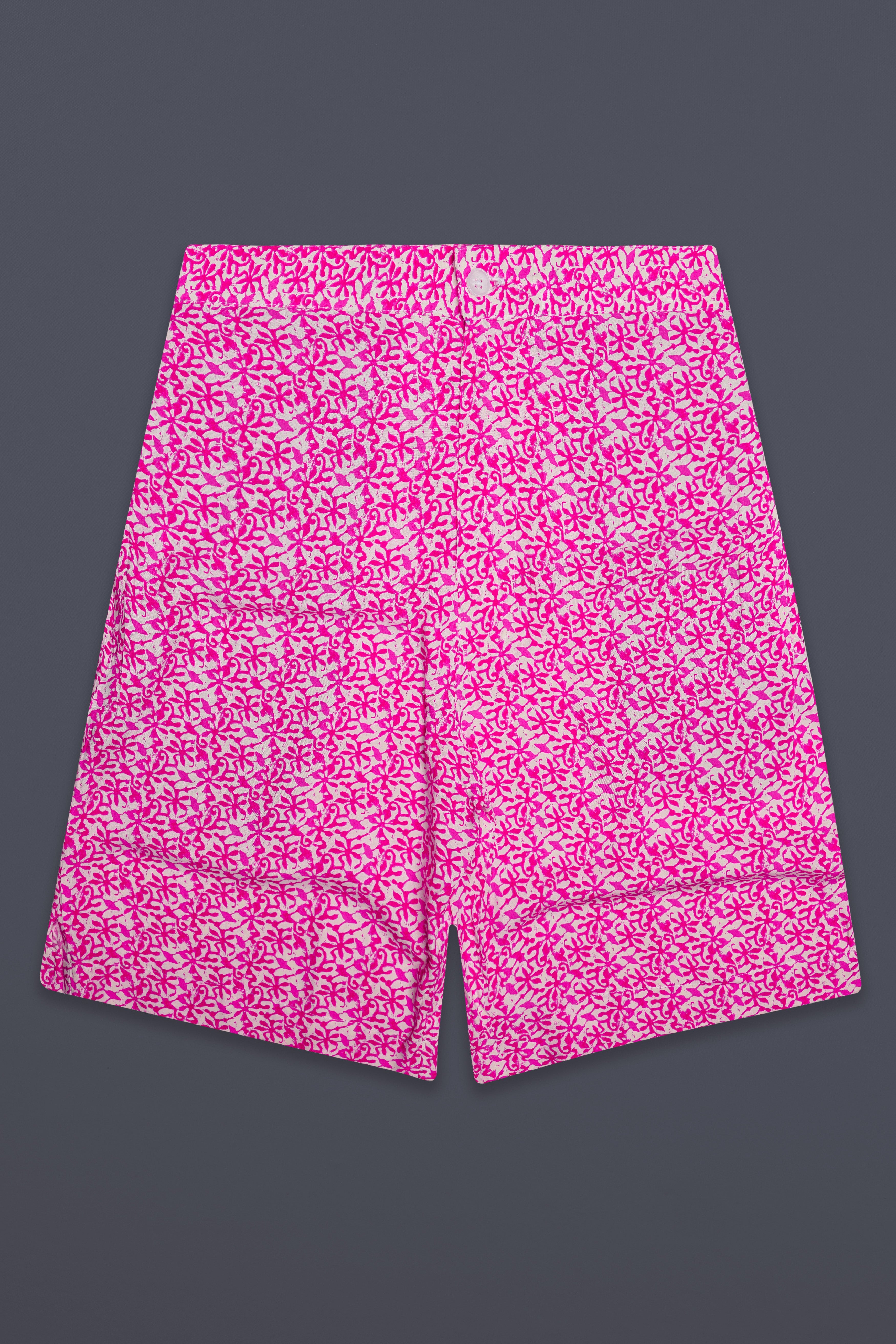 Fuchsia-Mulberry Pink Printed Super Soft Premium Tencel Shorts